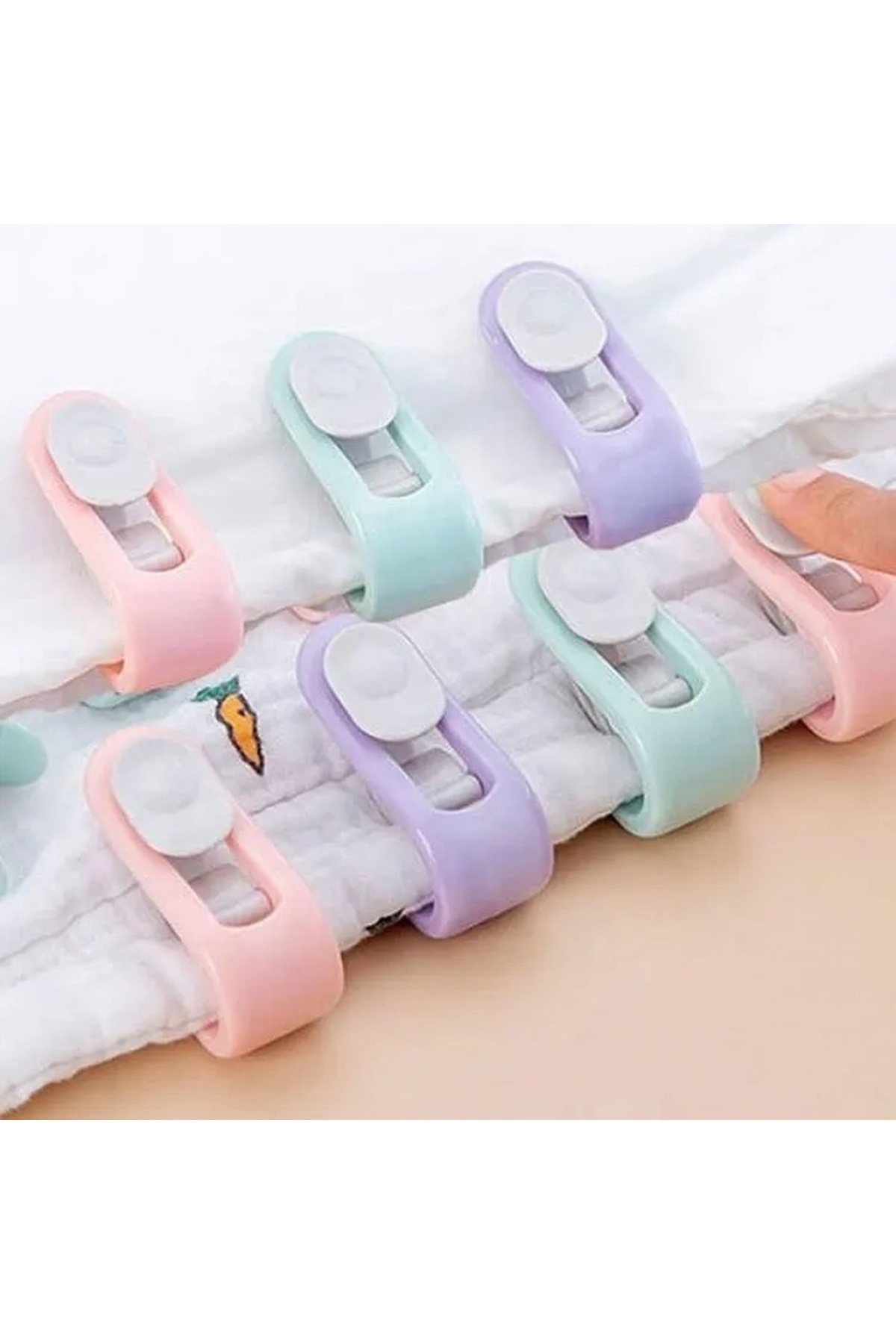 gaman-10 Pieces of Quilt Blanket - Non-Slip Duvet Cover, Pink-Purple-Water Green, Needle-Free Clip Buckle 5