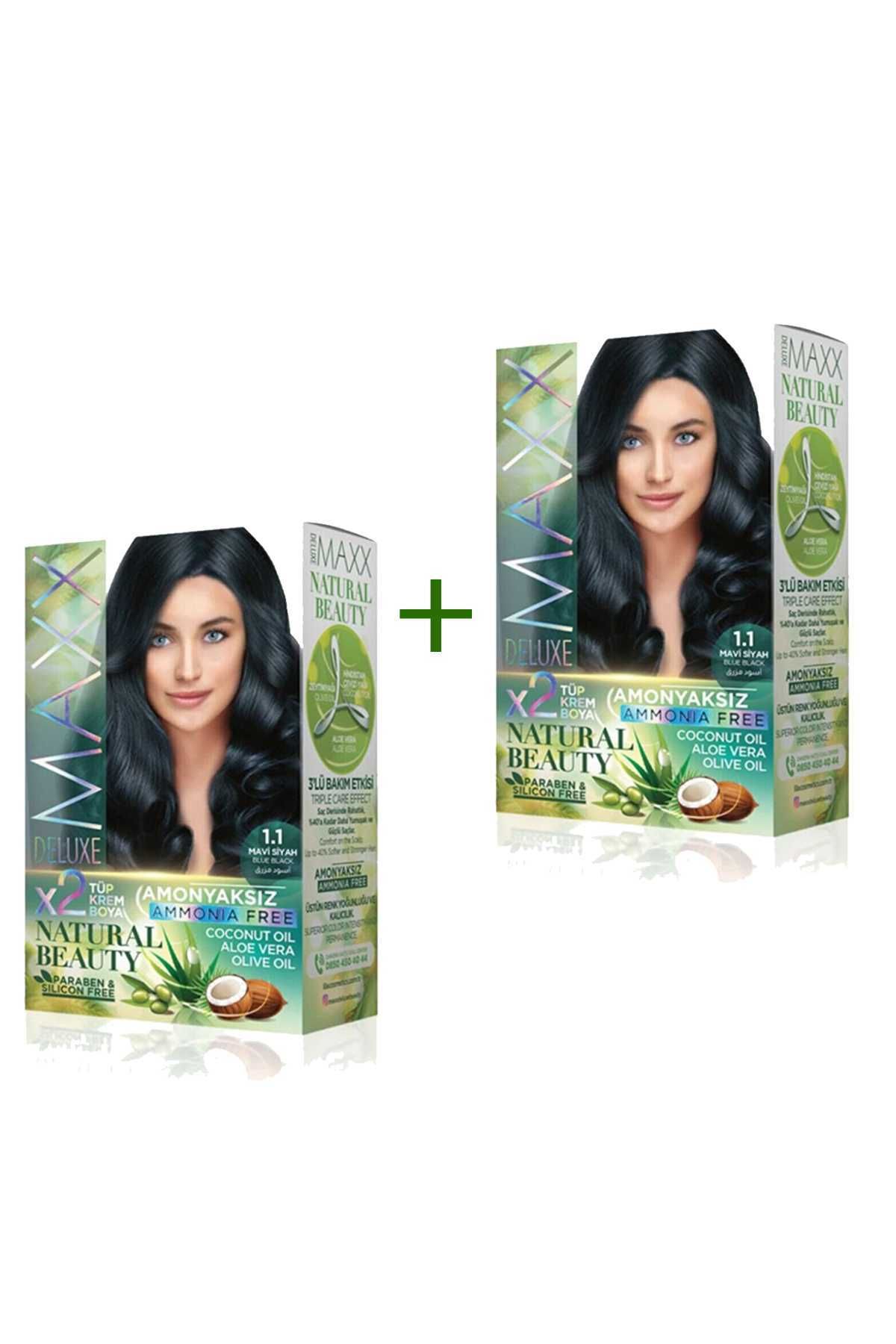 Kareem 2 Paket Natural Beauty Amonyaksız Saç Boyası 1.1 Mavi Siyah