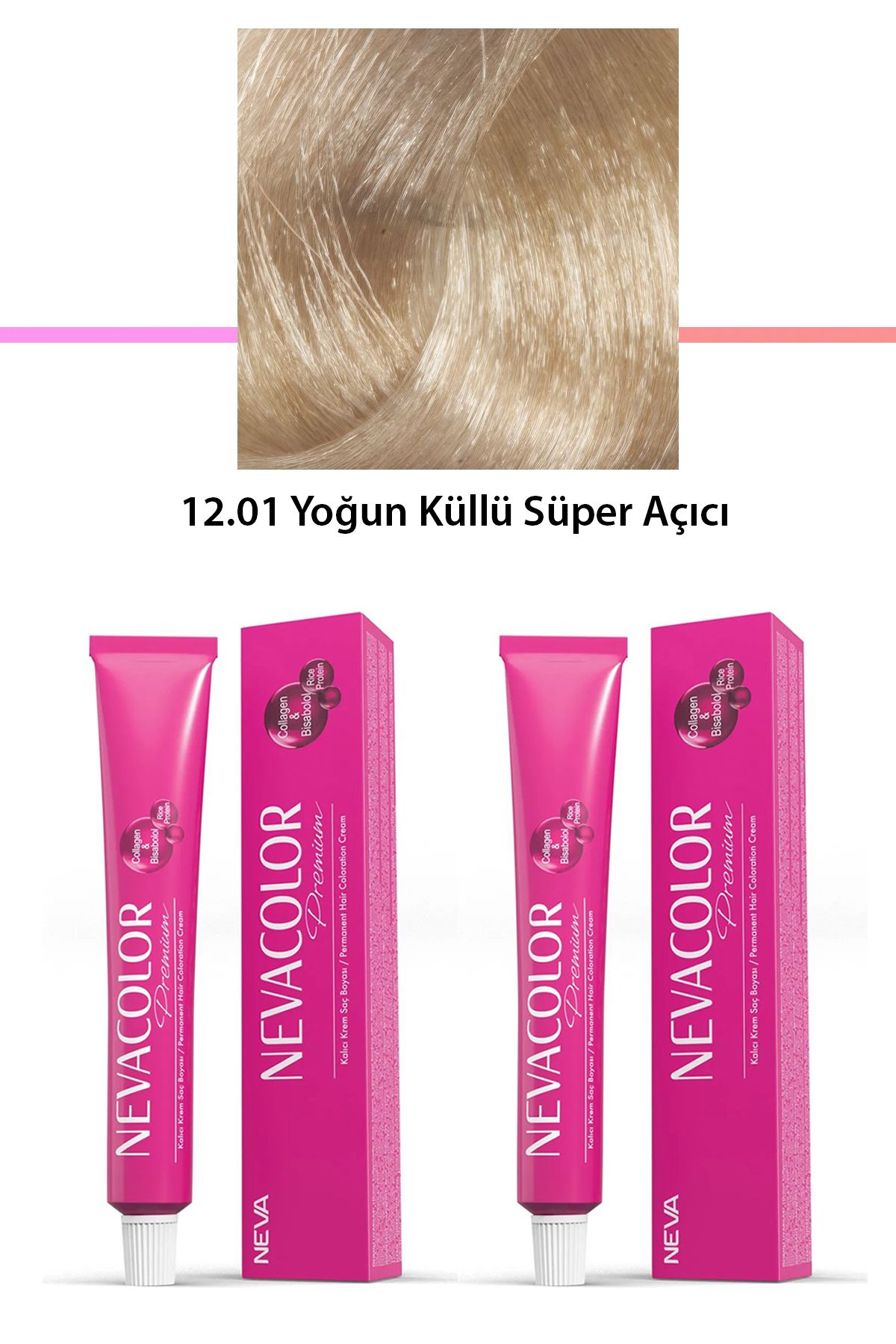 Neva Color 2 li Set Premium 12.01 Yoğun Küllü Süper Açıcı - Kalıcı Krem Saç Boyası 2 X 50 g Tüp