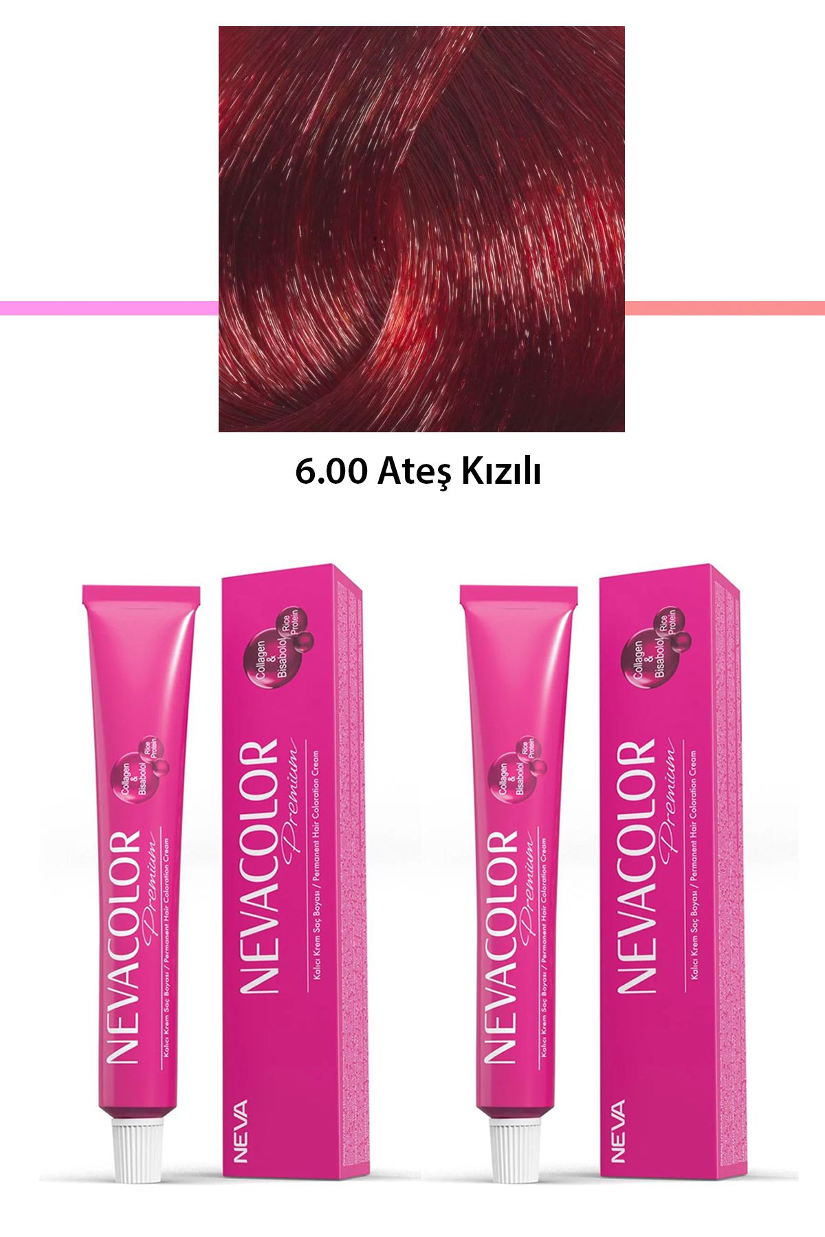Neva Color 2 li Set Premium 6.00 Ateş Kızılı - Kalıcı Krem Saç Boyası 2 X 50 g Tüp