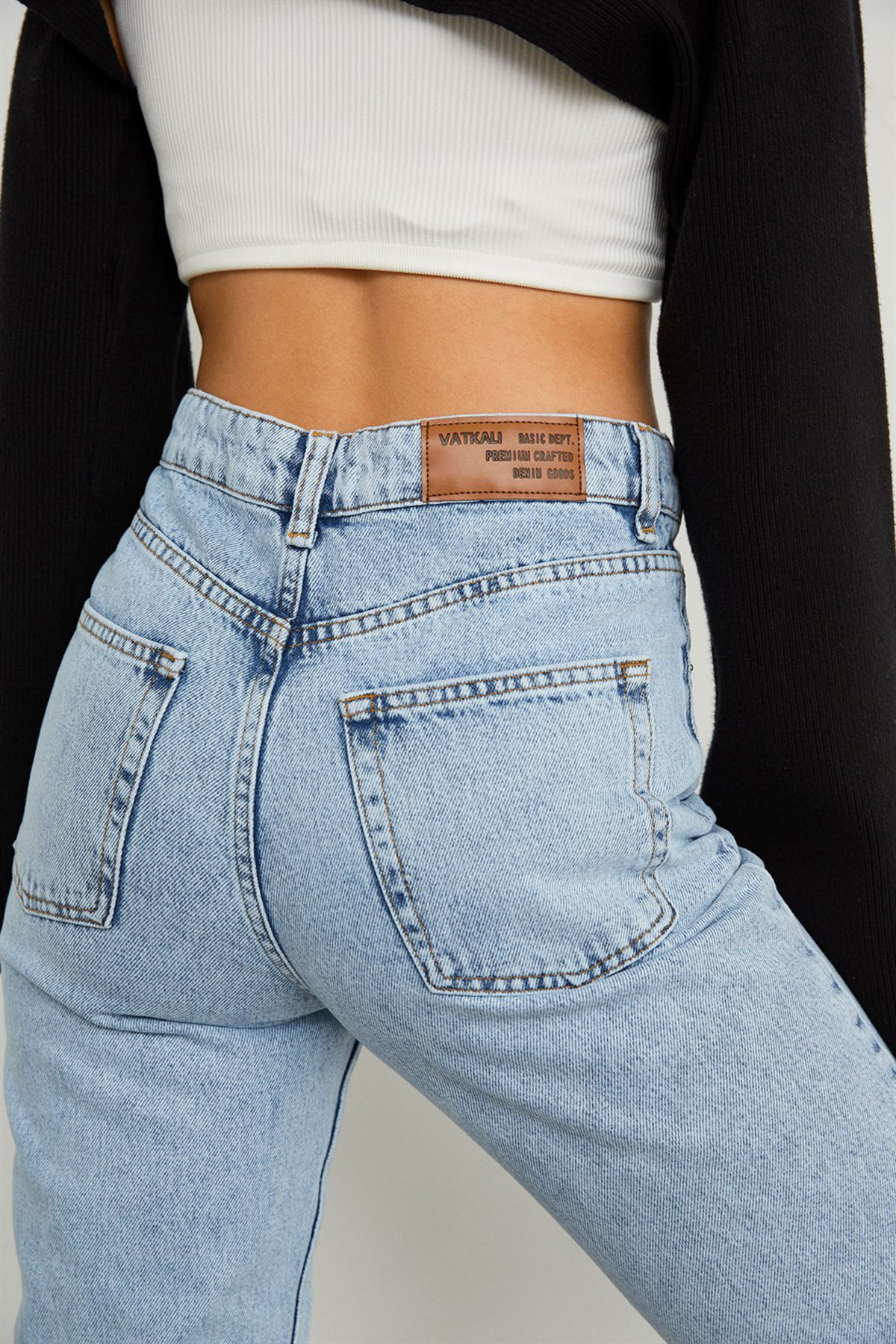 VATKALI Yüksek Bel Straight Fit Jean Mavi görsel 4