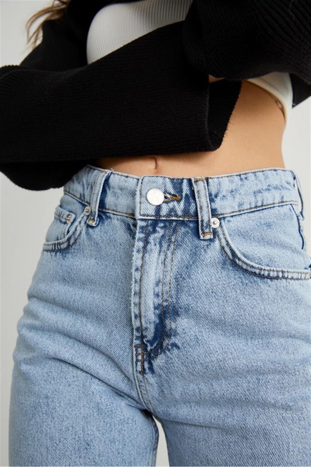 VATKALI Yüksek Bel Straight Fit Jean Mavi görsel 2
