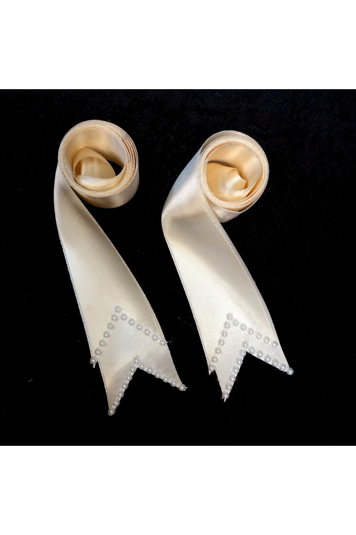 Hobigram-6 cm Length Cream Pearl Bride and Groom Wedding - 2 Meters Ribbon Henna Night 1