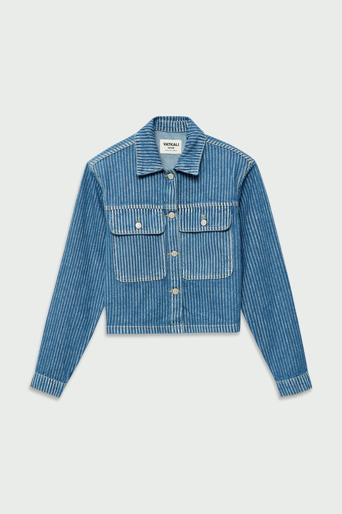 VATKALI-Jachetă crop din denim cu dungi 6