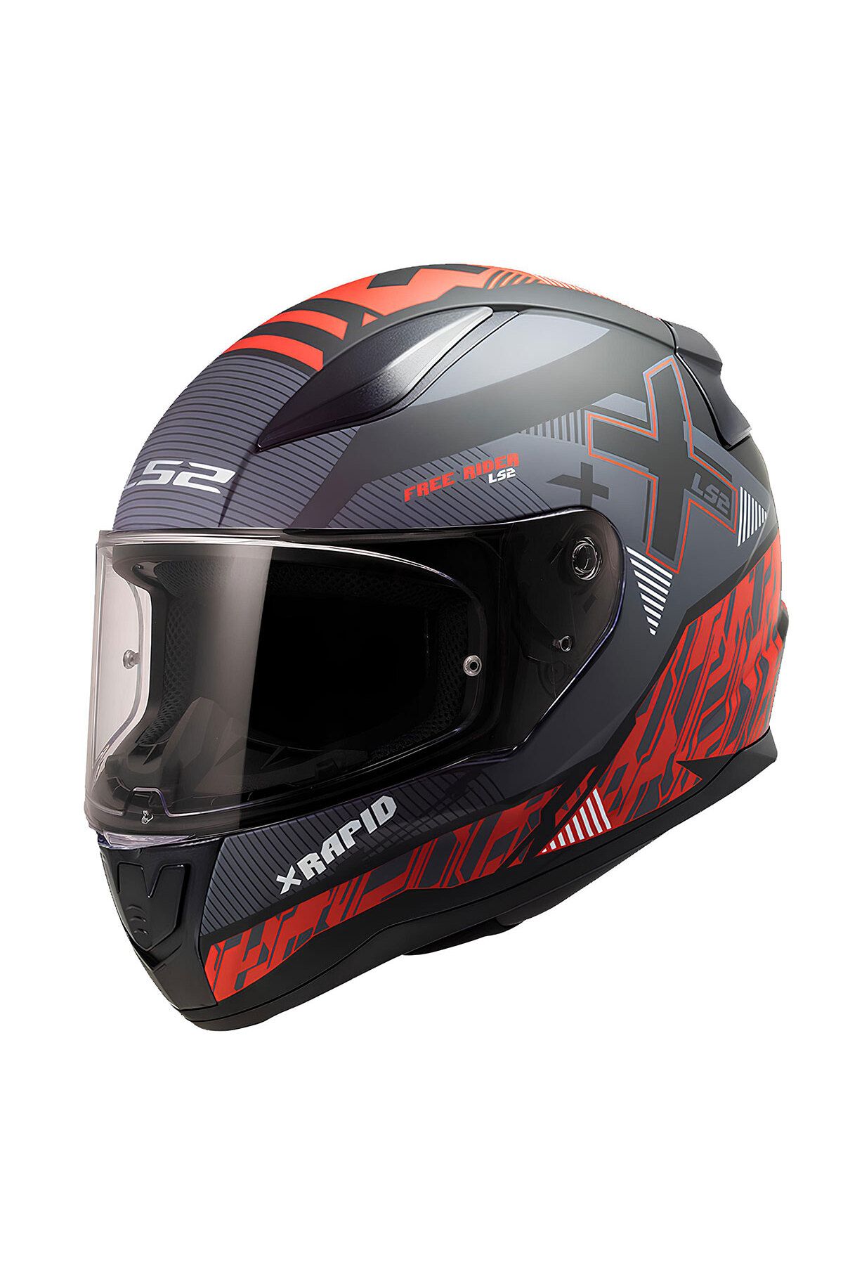 LS2 Rapıd Xtreet Mat Siyah-kırmızı Kapalı Kask