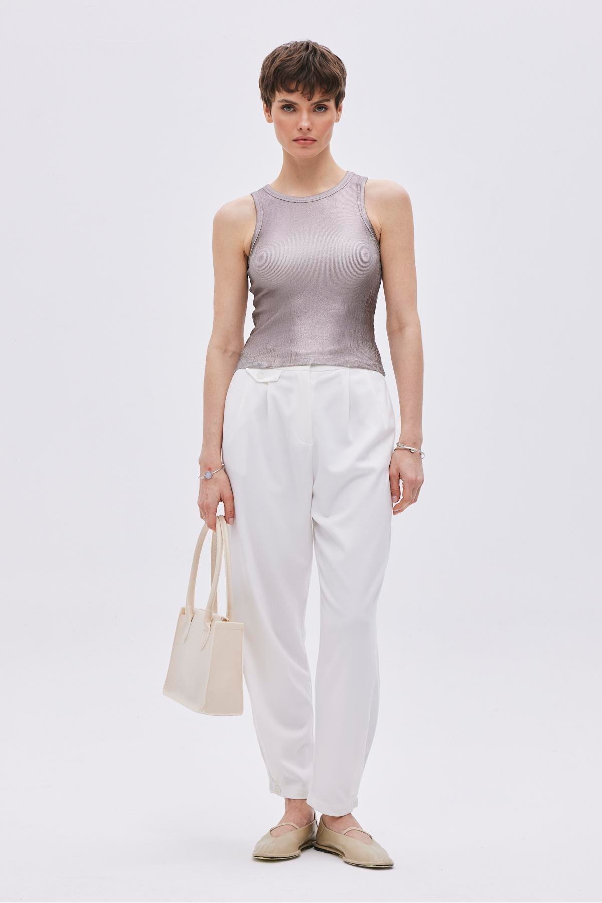 SHERIN-Metallic Bronze Corded Tank Top 2