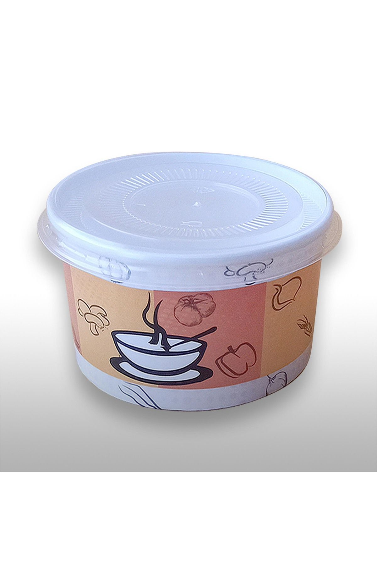 CPC Plastik Ambalaj 16 Oz Orego Çorba Kasesi Aşure Kasesi Kapaklı 25 Adet