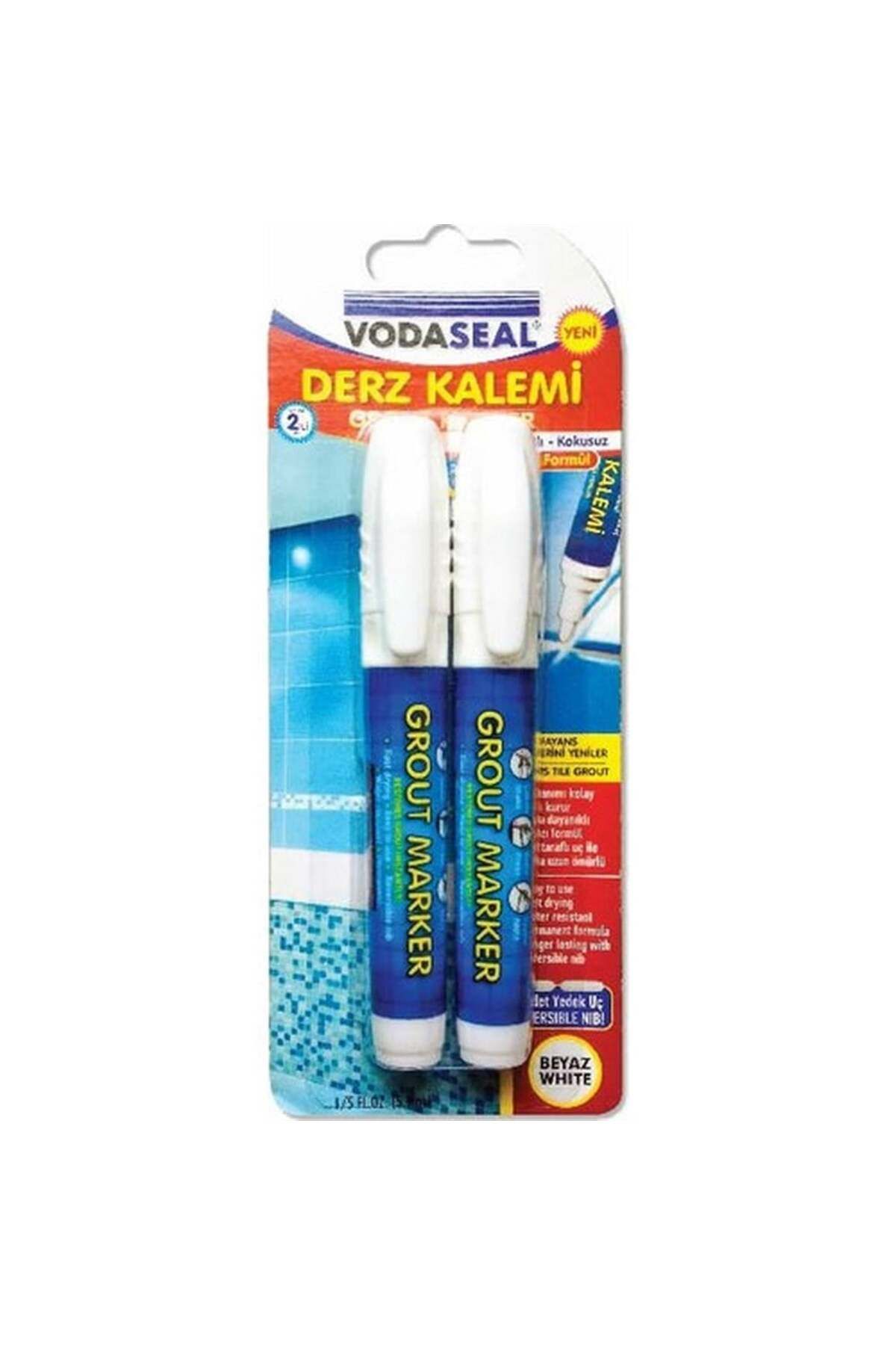 Vodaseal 2'li Derz Kalemi Beyaz 2 Adet Yedek Uç