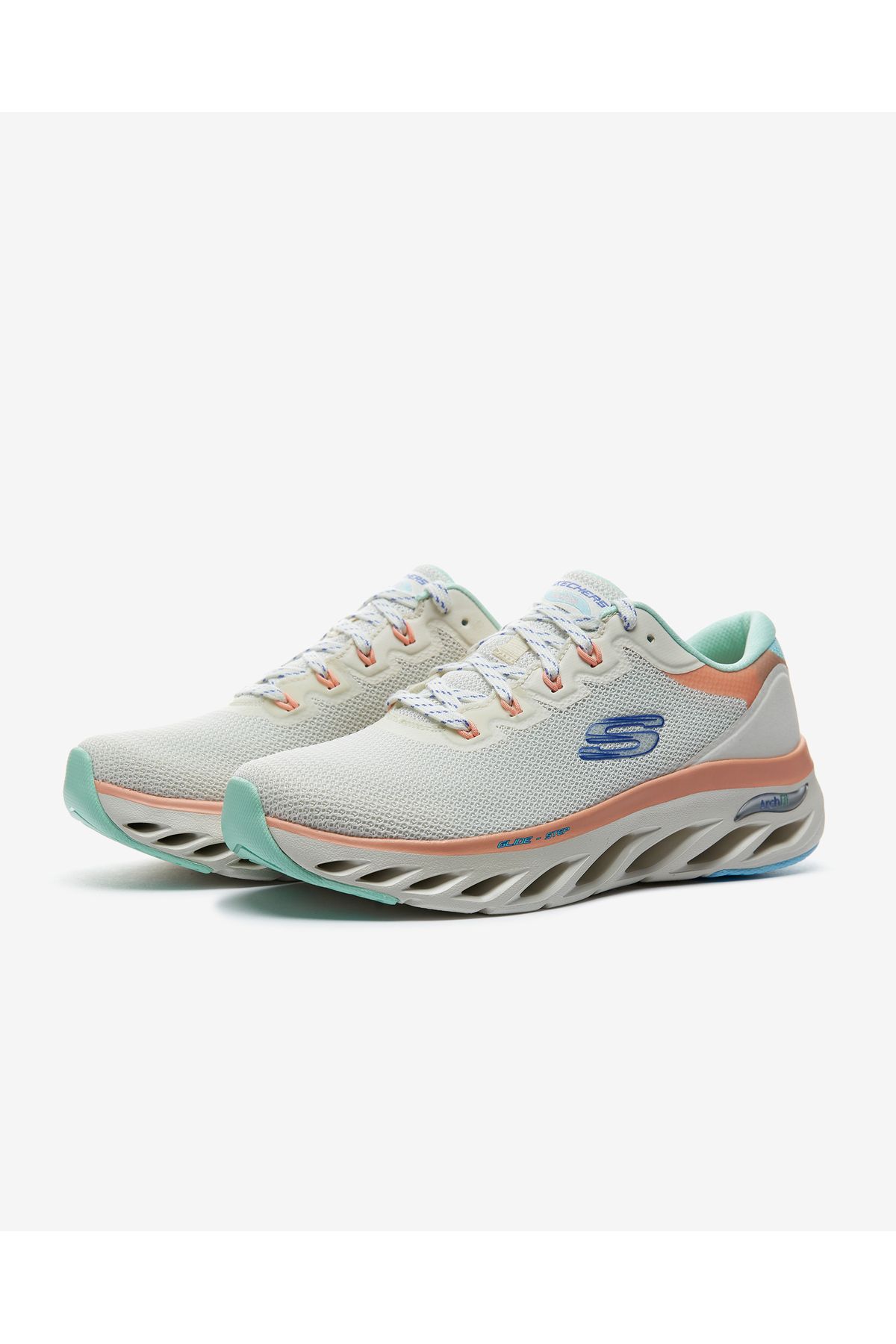 کفش دو و تمرین سفید زنانه ARCH FIT STEP برجسته ورزشی OFPK Skechers