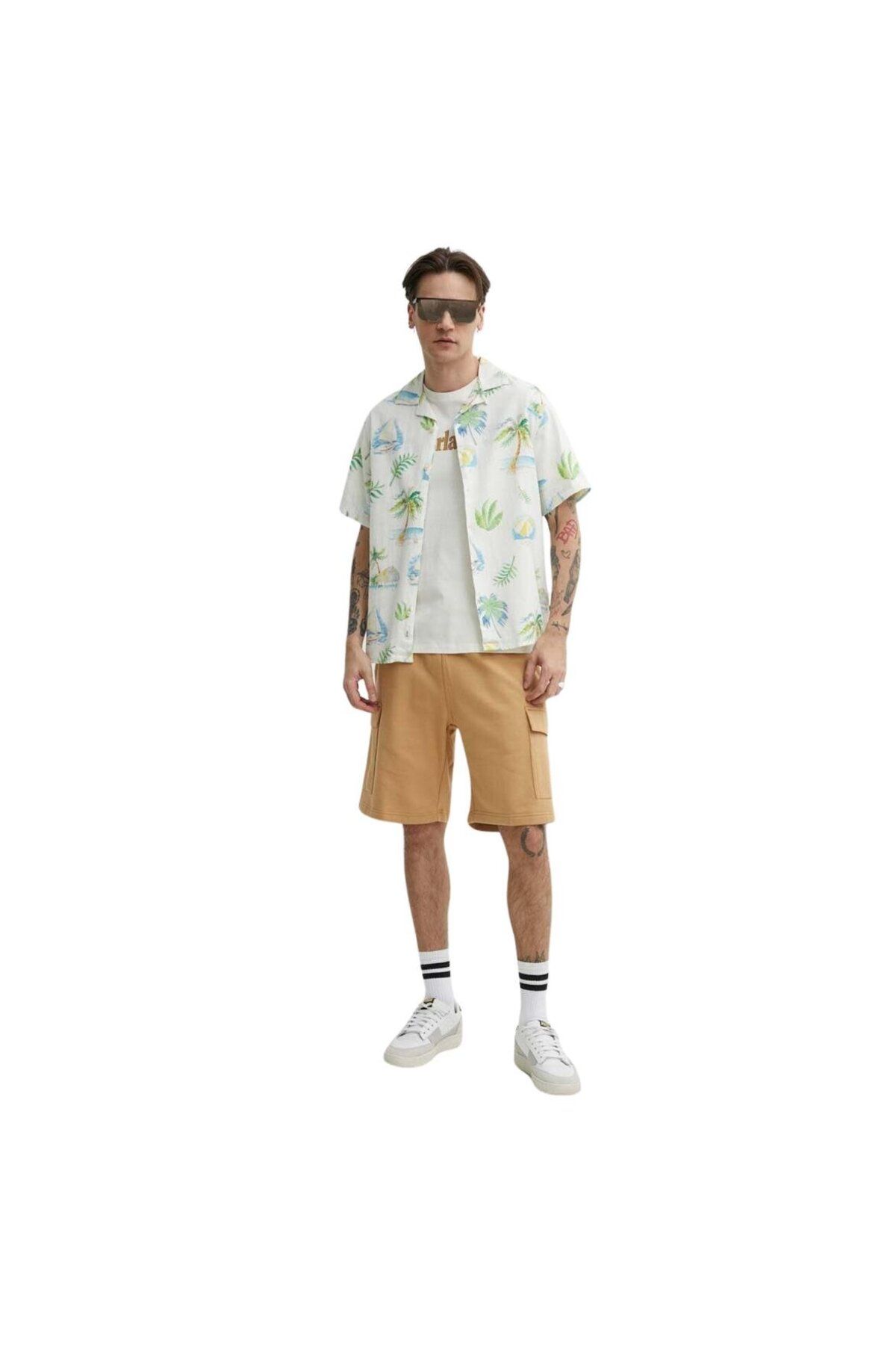 Timberland-Erkek Cargo Sweatshort - Светлокафяви ботуши с дизайн на плетена значка 3