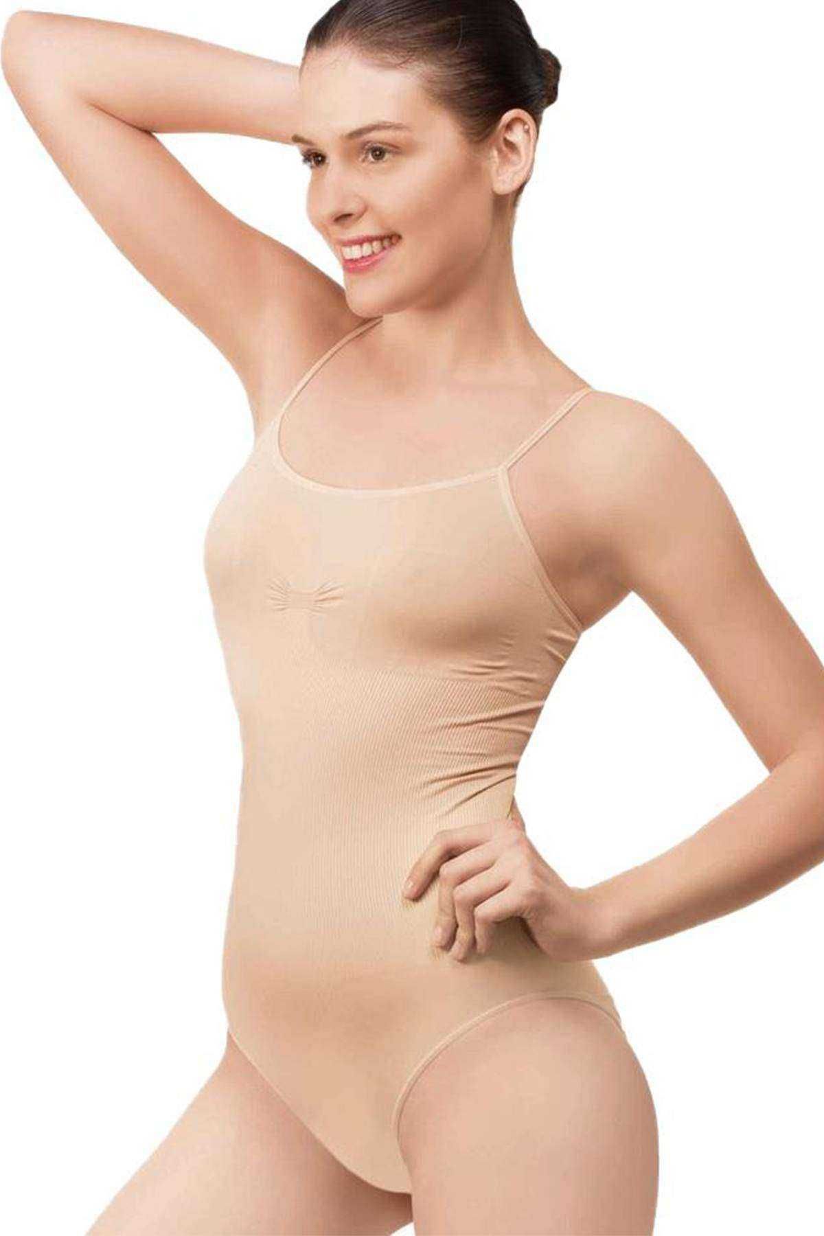 Mu Art Elit Life Kadın Ten İnce Dikişsiz Askı Body Zıbın Atlet 874