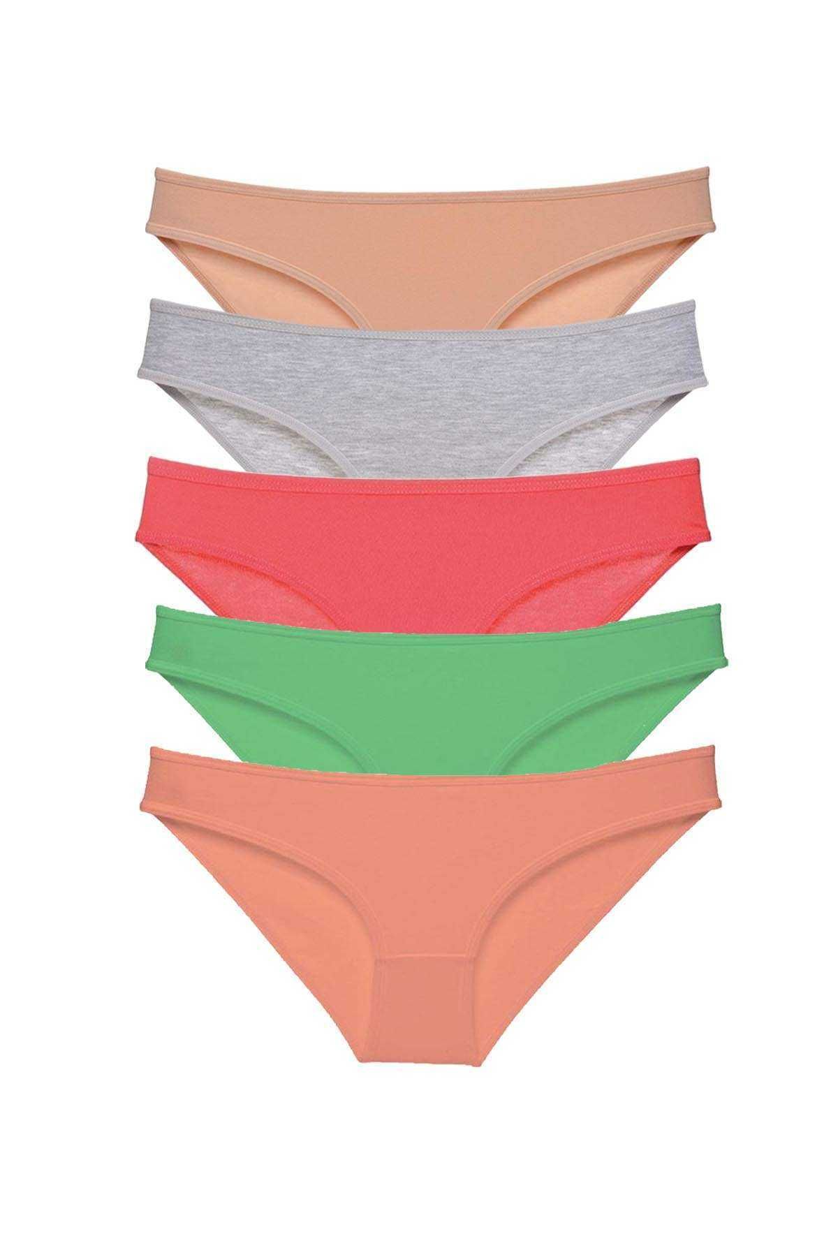 Angoravi 5 adet Eko Set Likralı Kadın Slip Külot Soft Renkler