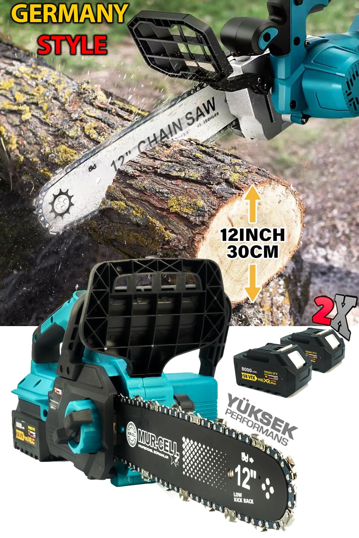 Germany Style Çift Akülü Testere 99880vfx 8000 Mah Kömürsüz