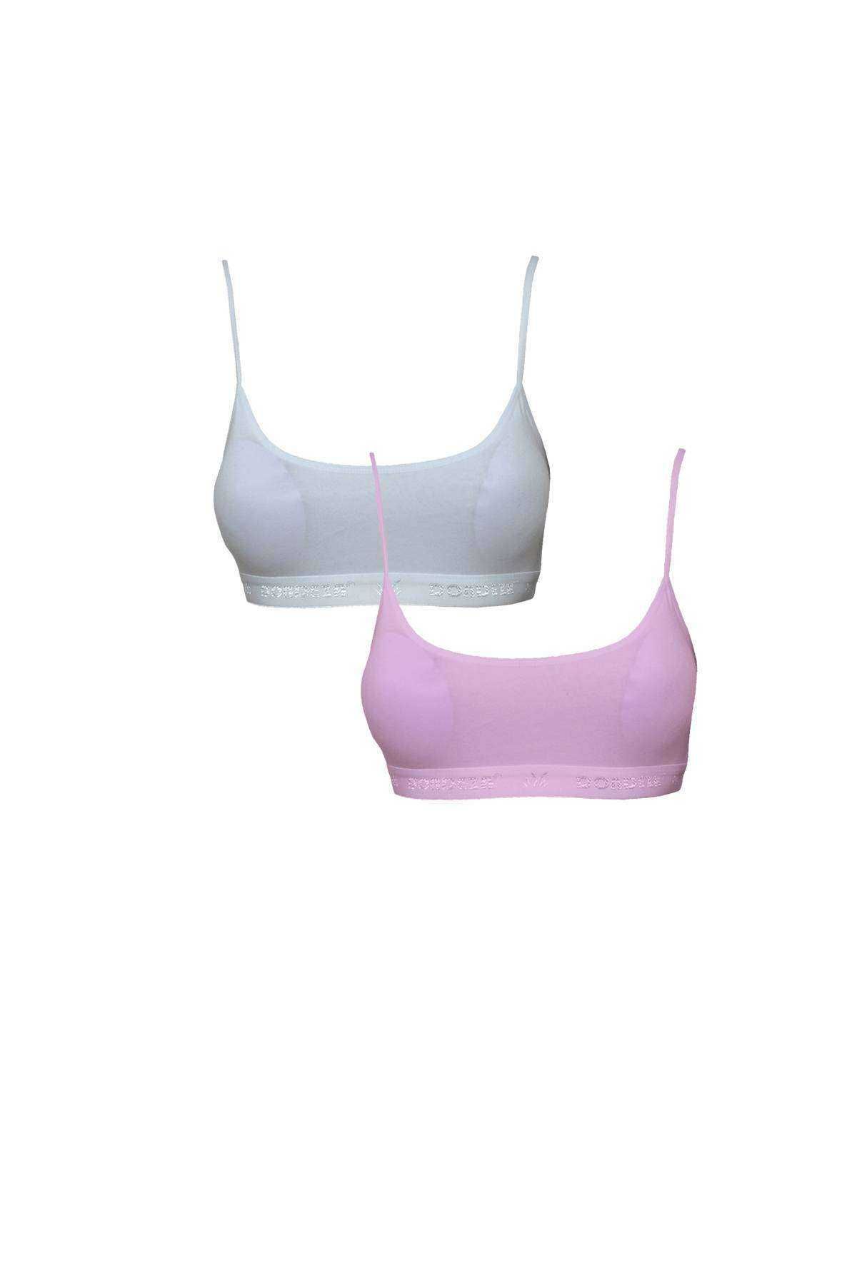 Angoravi Pedli İp Askılı Beyaz ve Pembe Büstiyer 2 adet