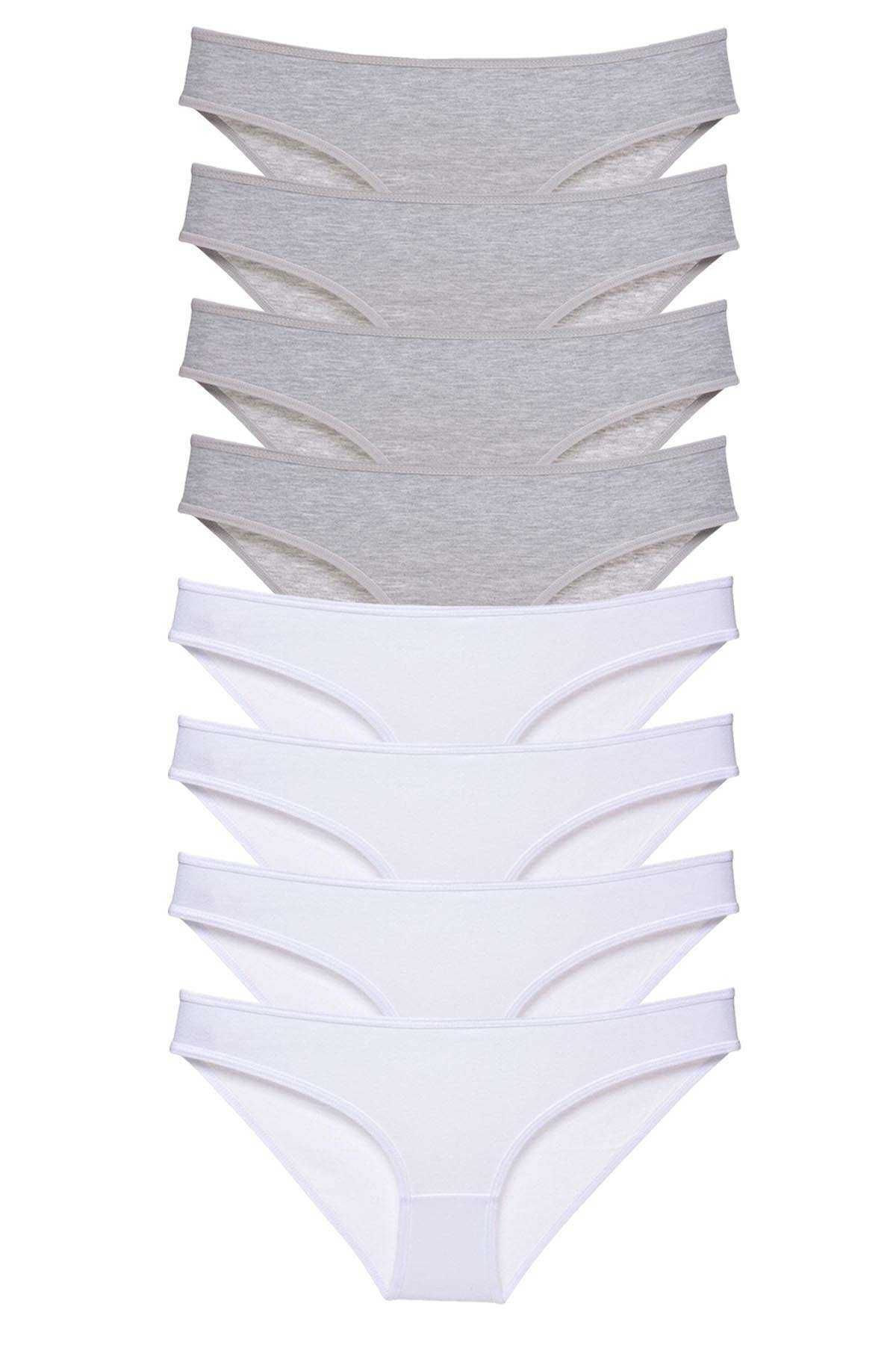 AC BOX-8 Piese Set Super Eco Chiloți Damă Lycra Gri Alb 1