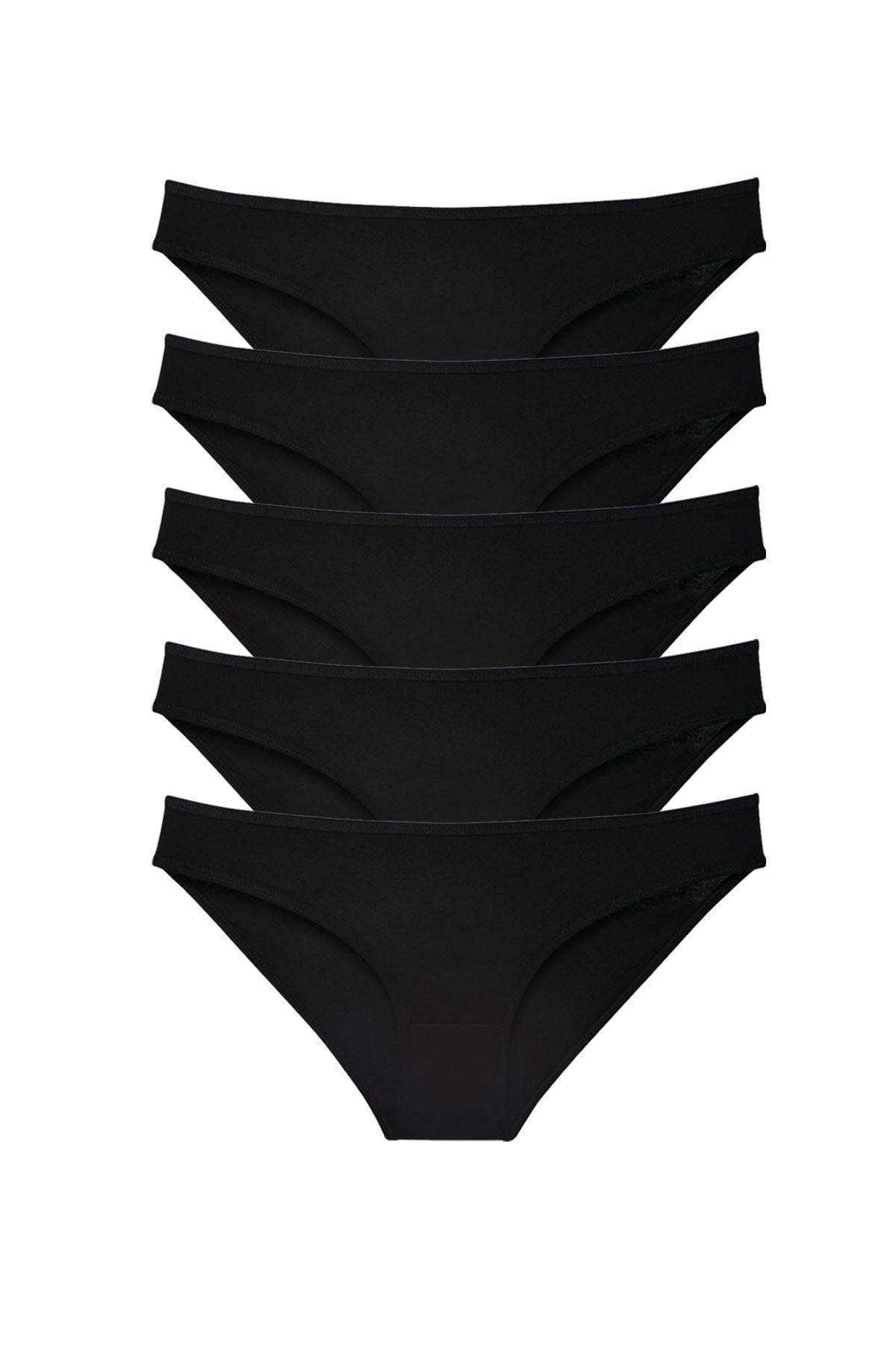 Angoravi 5 adet Süper Eko Set Likralı Kadın Slip Külot Siyah