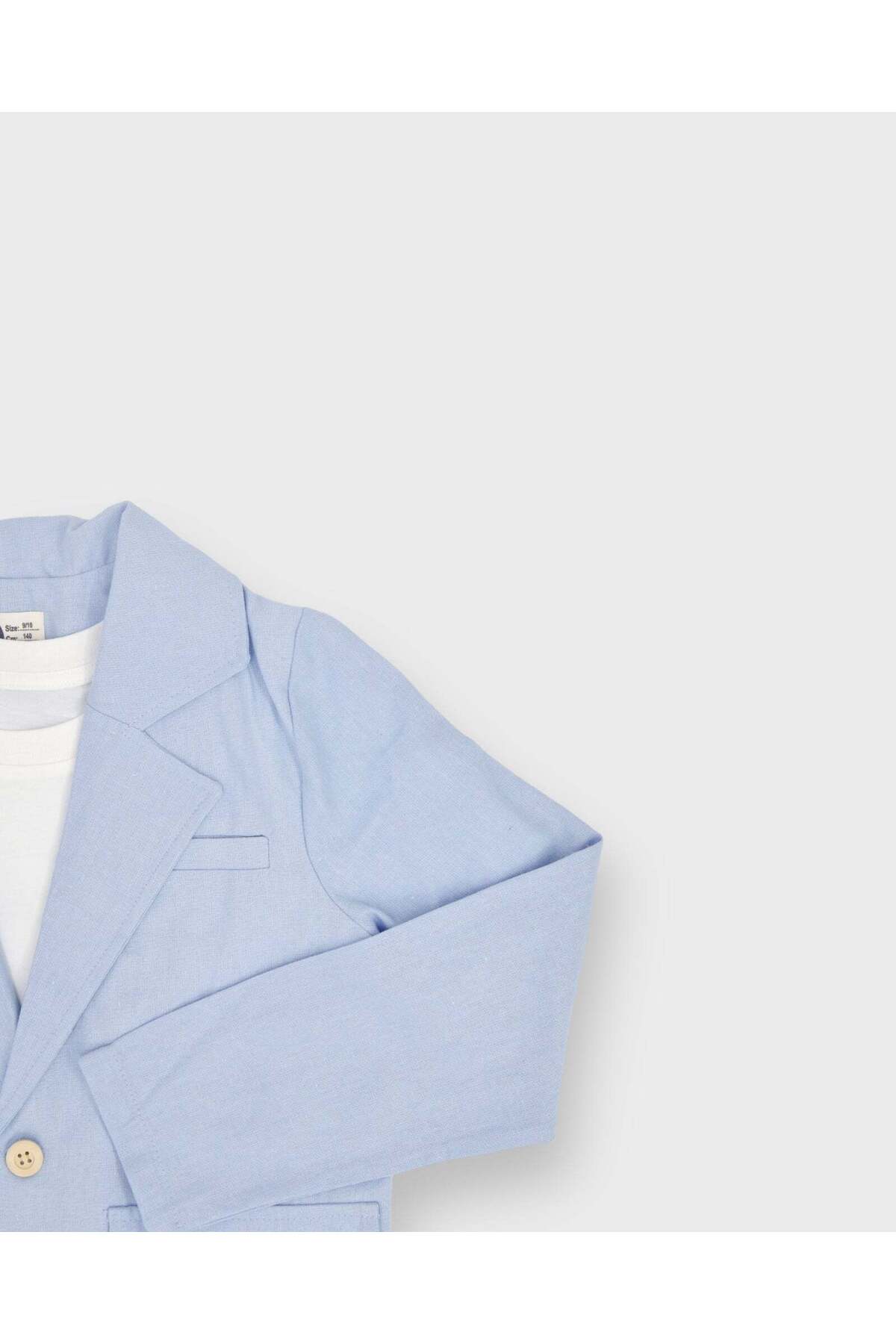 rg kidsstore  Genç Erkek %100 Keten Kumaş Takım Elbise, 3'lü Takım_RG3361 - Görsel 6