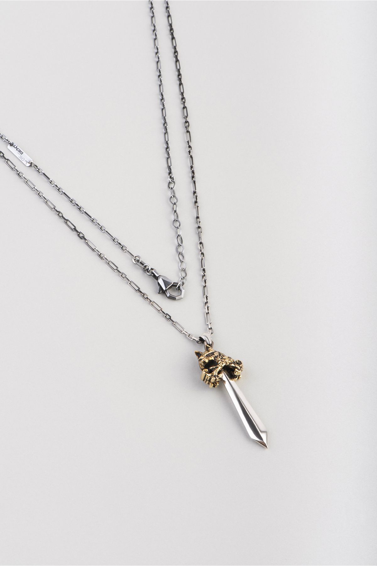 So CHIC...-65 cm Silver Men's Necklace with Gokturk Sword Oxide 1