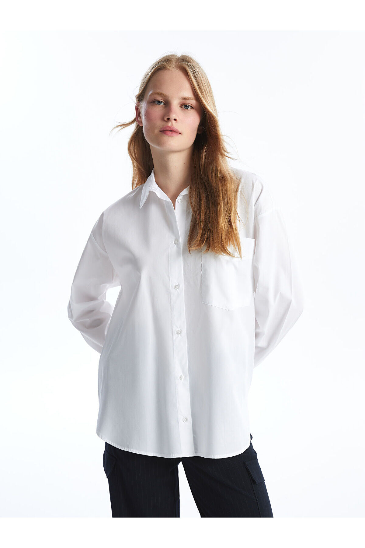 LC Waikiki-Γυναικείο πουκάμισο Lcw Oversize Poplin 1