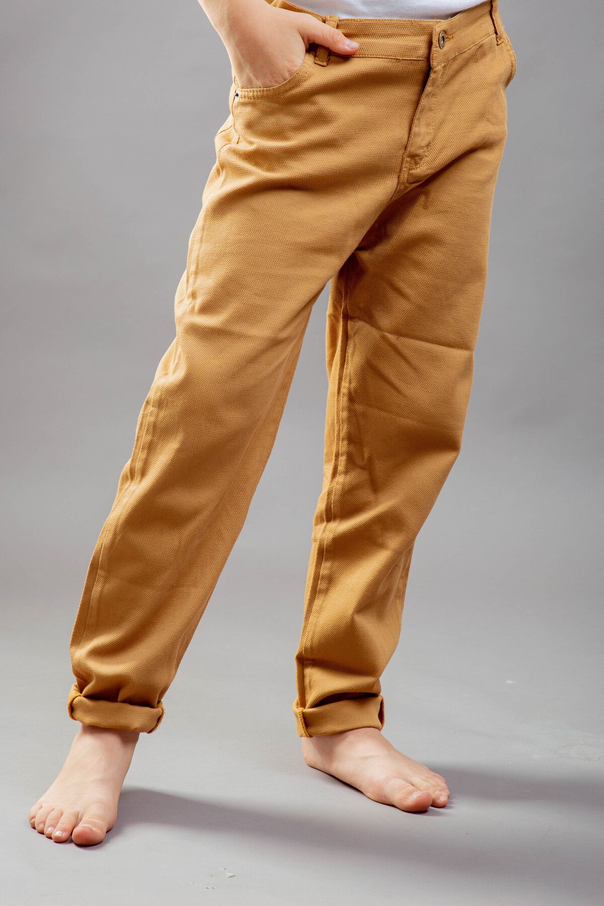 rg kidsstore-Pantaloni tăiați morcov din țesătură gabardină pentru copii 3