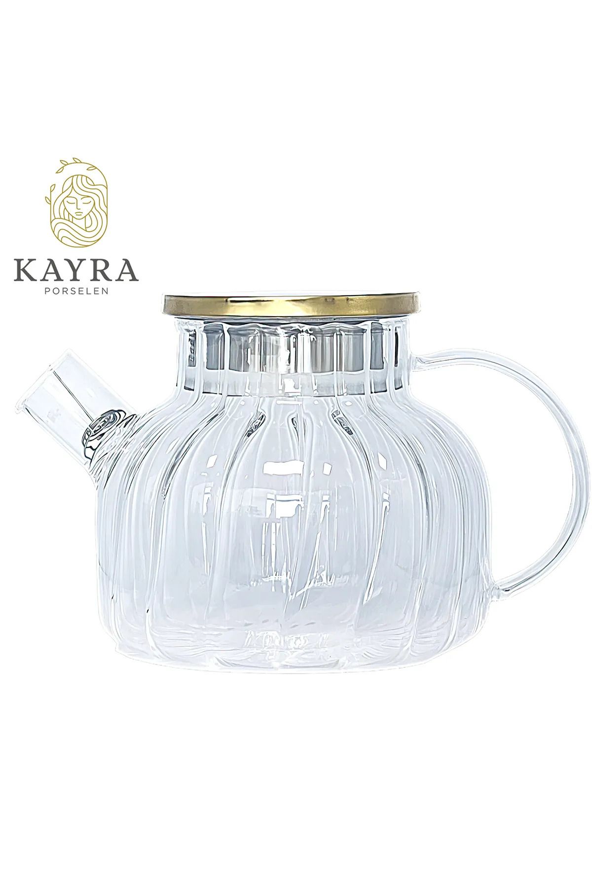 ÖYKÜ VE YİĞİT Çelik Kapaklı Borosilikat Dilimli Model Süzgeçli Cam Demlik Bitki Çayları 1000 Ml Royaleks-CM-2001