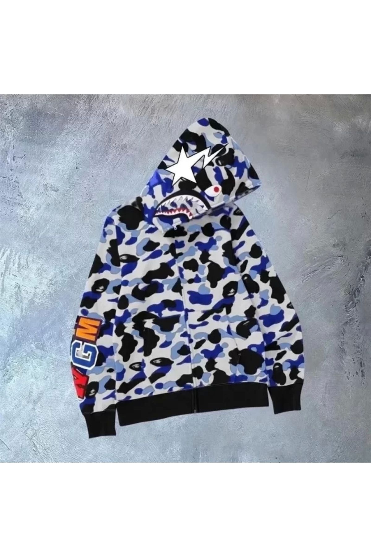 CVS Unisex 2 İplik Bape Kapüşonu Fermuarlı Hırka - Gri