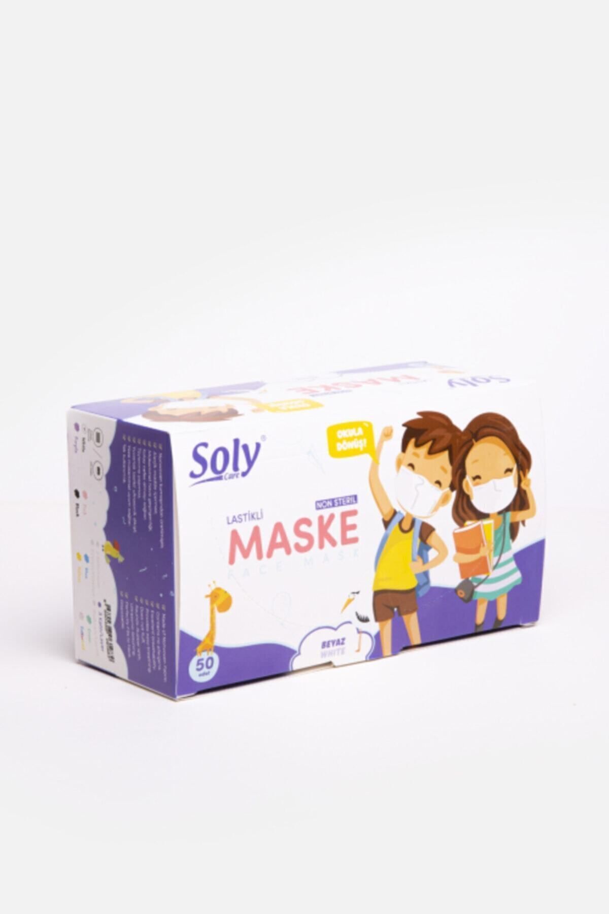 Soly Kids 3 Katlı Burun Telli Çocuk Maskesi 50 Li