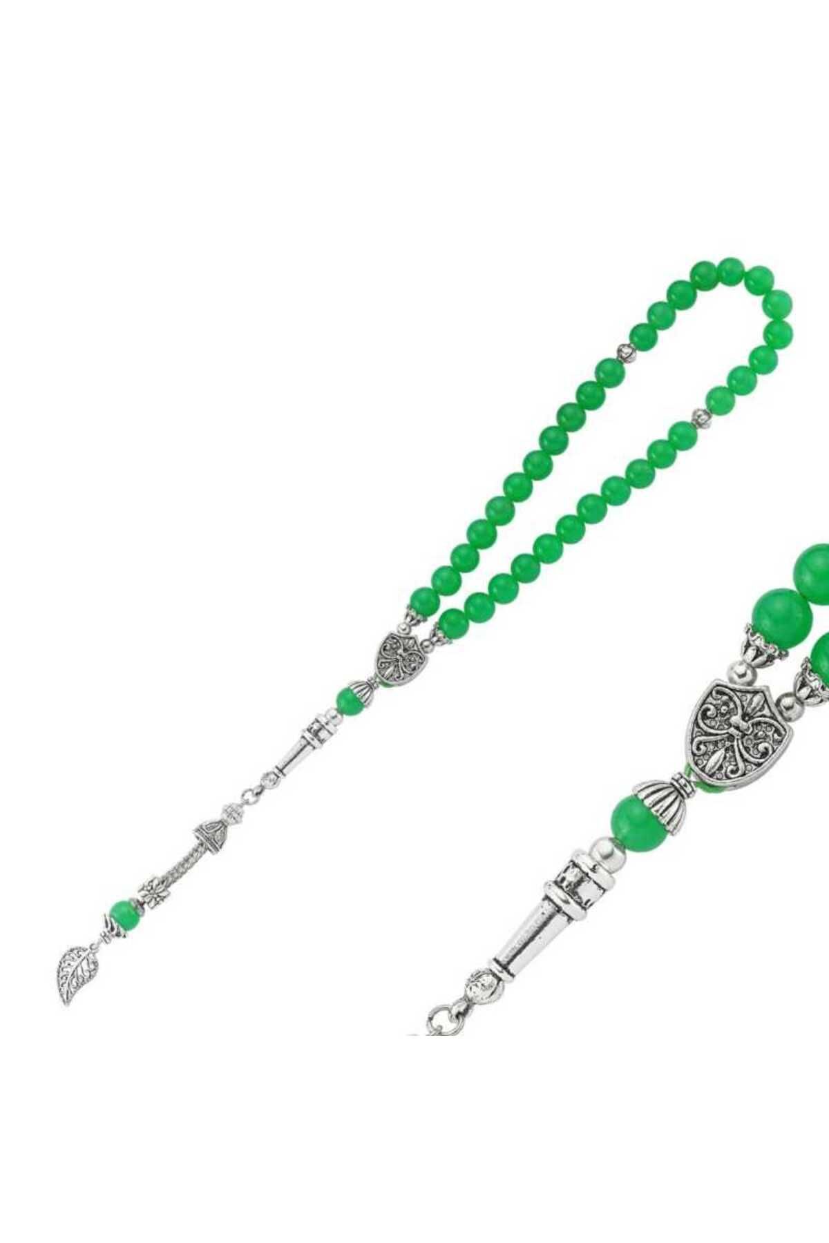 BEEMU Doğaltaş Metal Püsküllü Aventurin Taşlı Tesbih