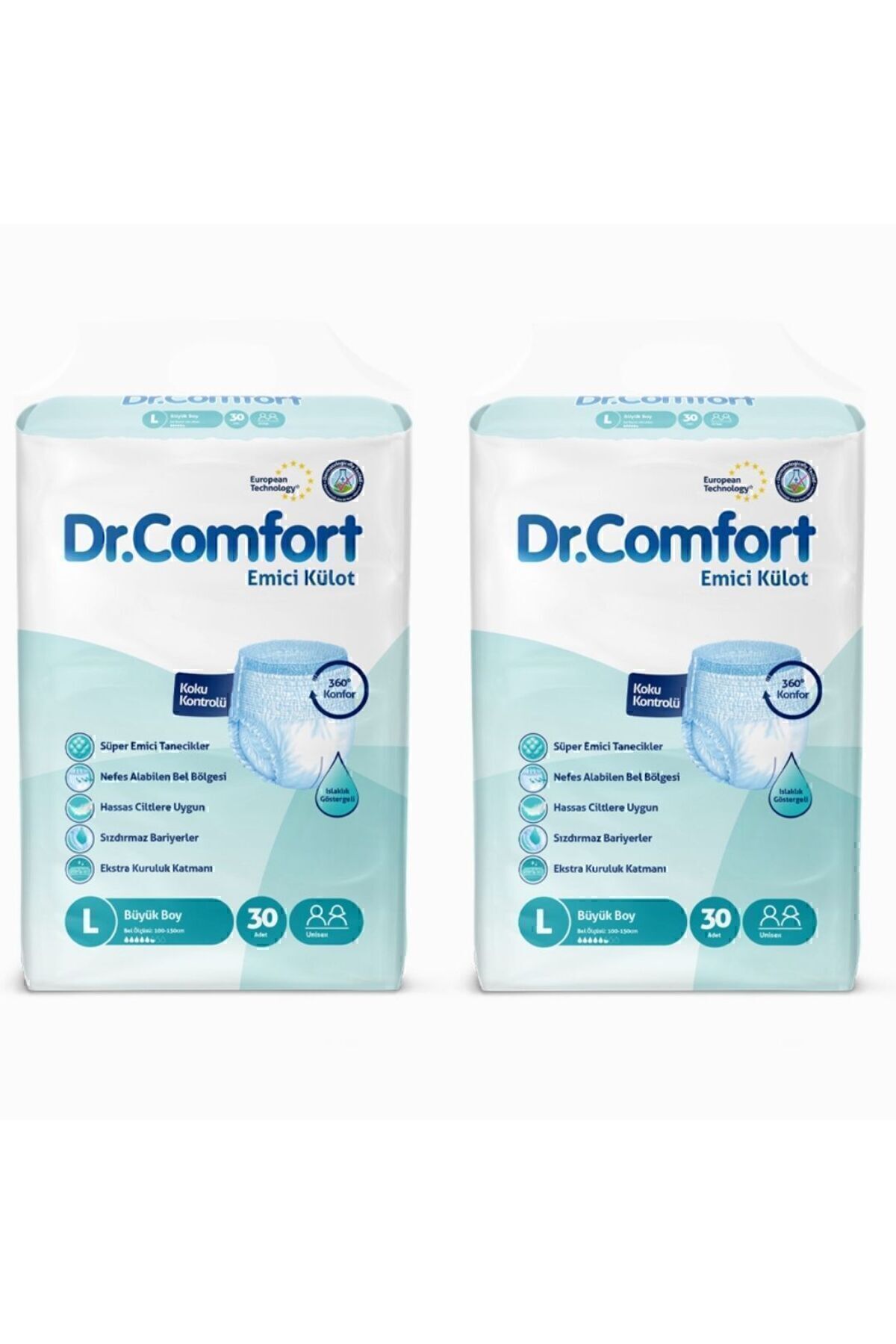 Dr.Comfort Yetişkin Emici Külot Large 30'lu 2 Paket 60 Adet