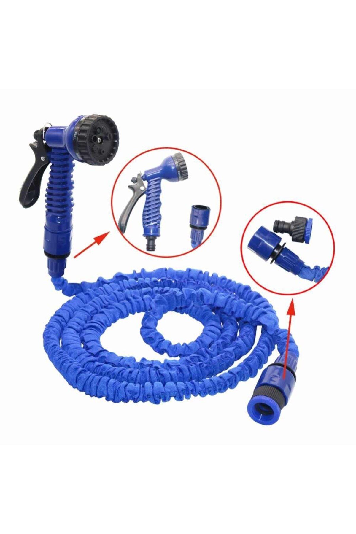 MR RZN STORE 30 Metre Bahçe Sulama Araç Yıkama Hortumu 7 Kademeli Başlık