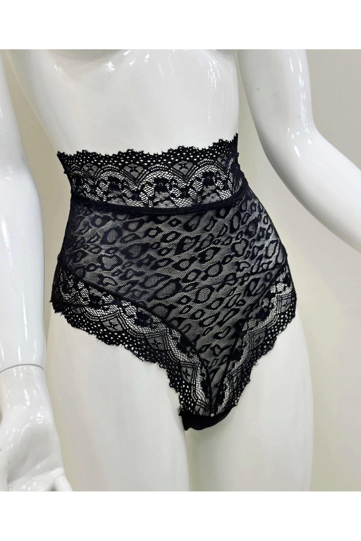 roztomily-Black Lace High Waist Panties Venus-K1013 4