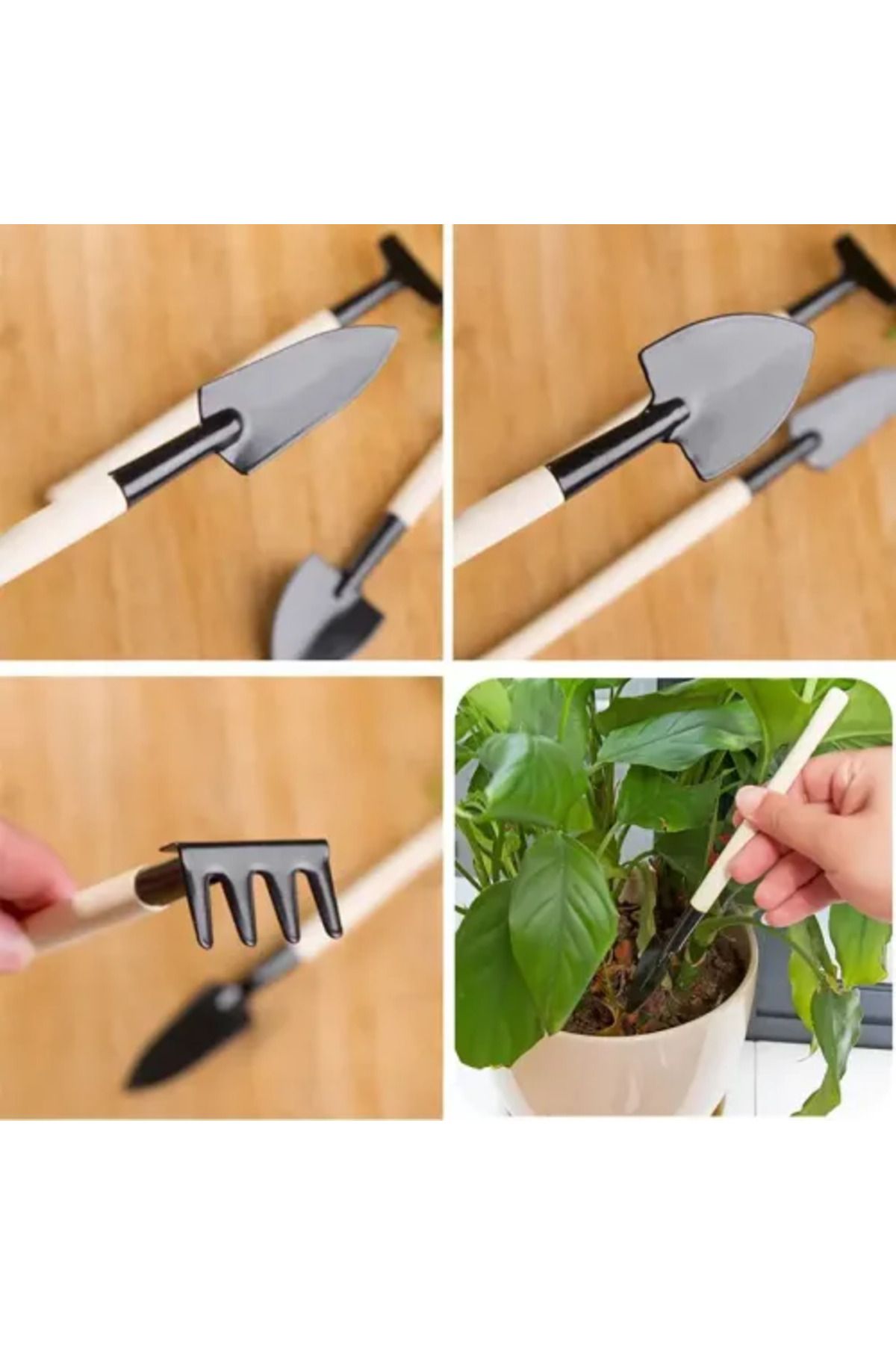 BellevieStore Mini Ahşap Hobi Bahçe Seti 3 Parça