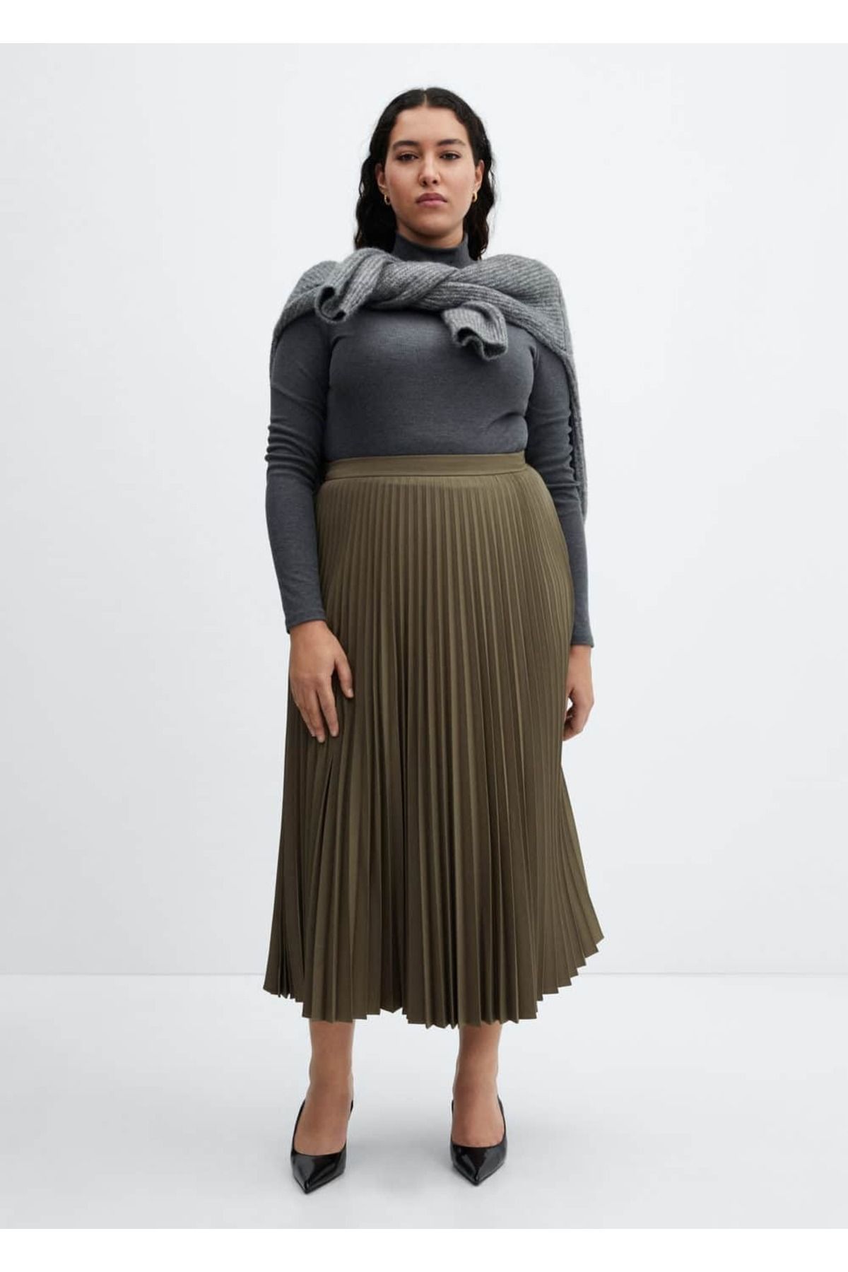 MANGO Woman-Long Pleated Ethics 5