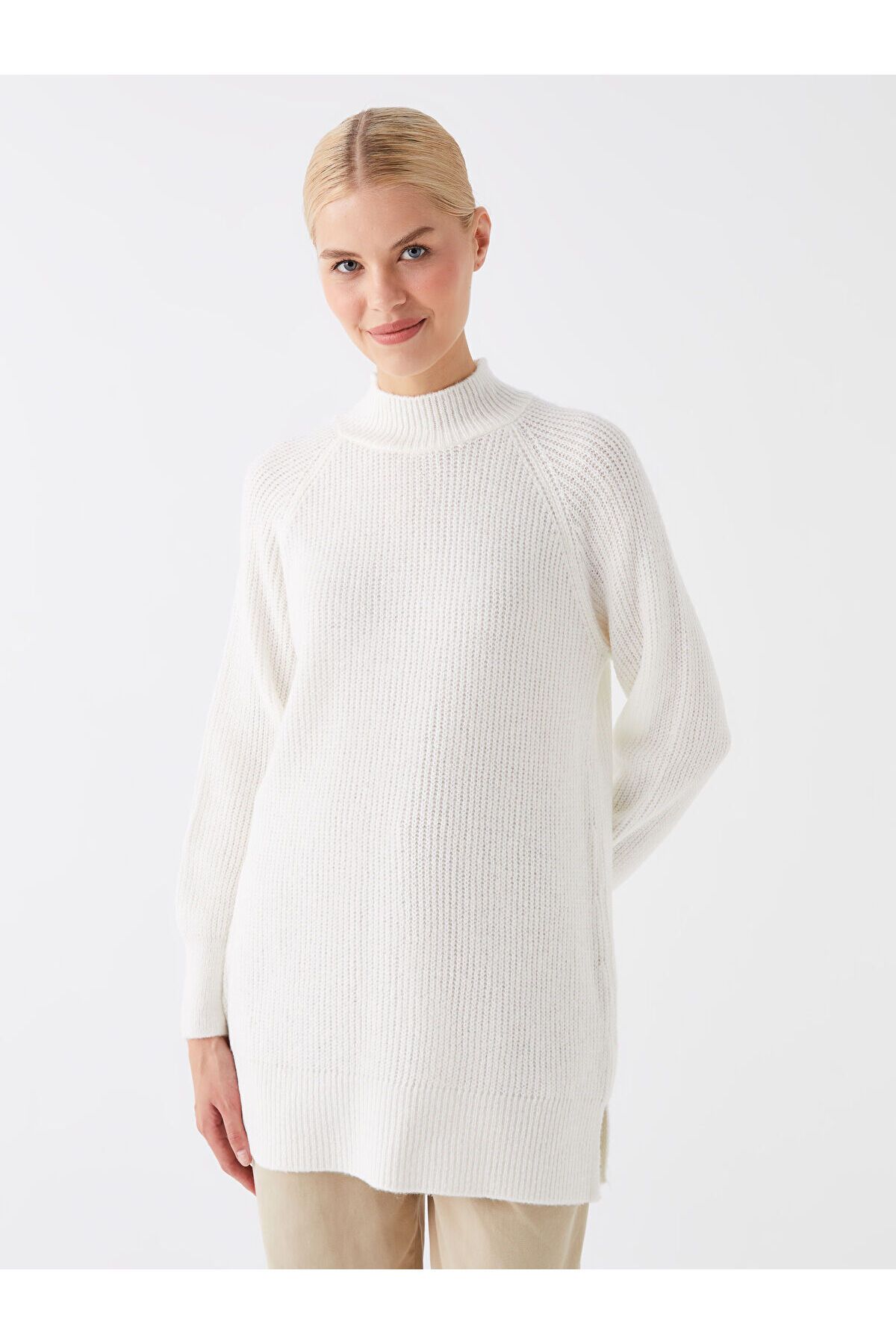 LC Waikiki Lw - Półgolf, Prosta, Długa Rękaw, Damska Tunika Dzianinowa Kobieta - 2XL