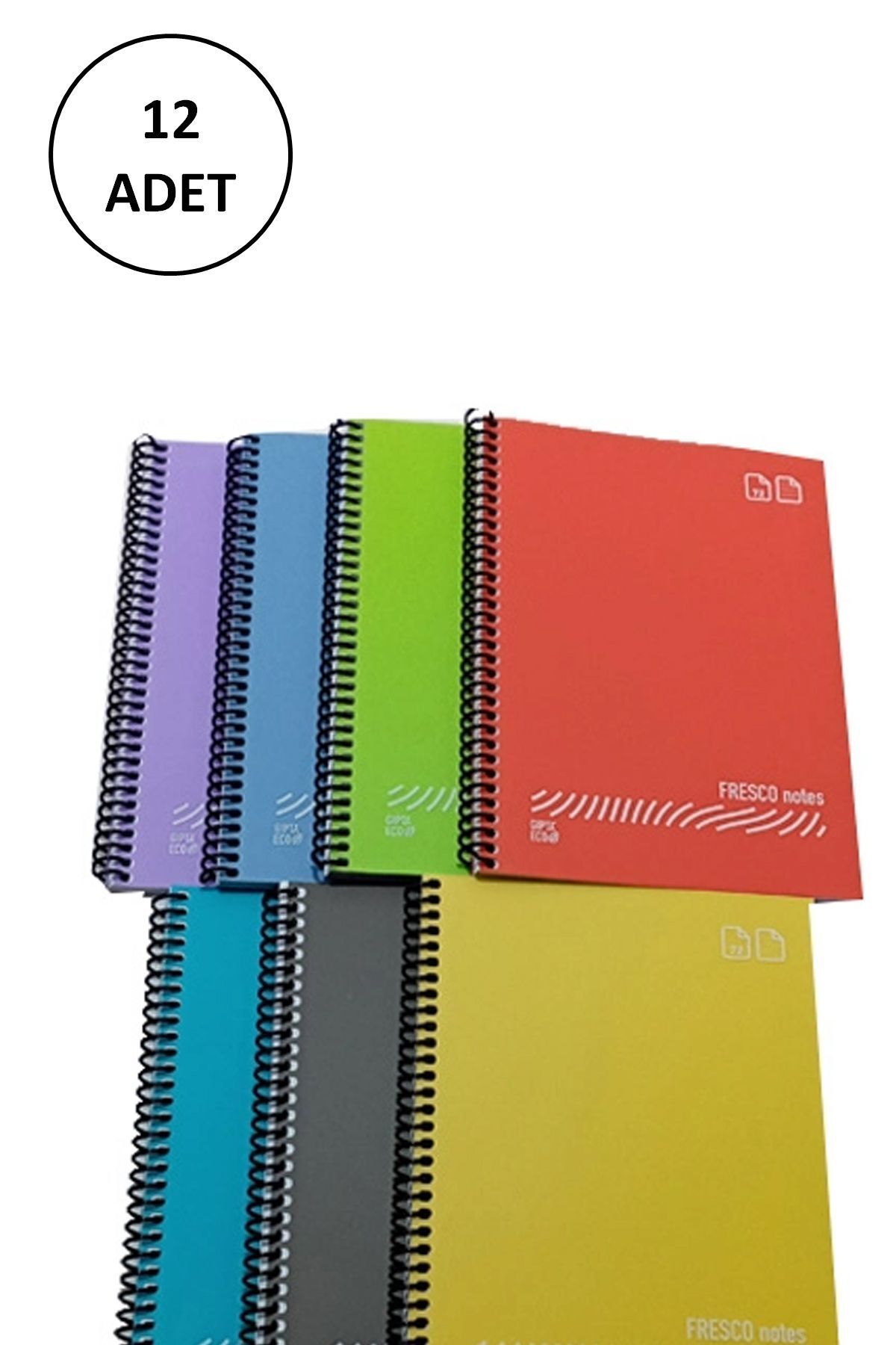 Kapamarka FRESCO Spiralli Plastik Defter A4 96 Yaprak Çizgili GP.3-4935000-2011 12 Adet