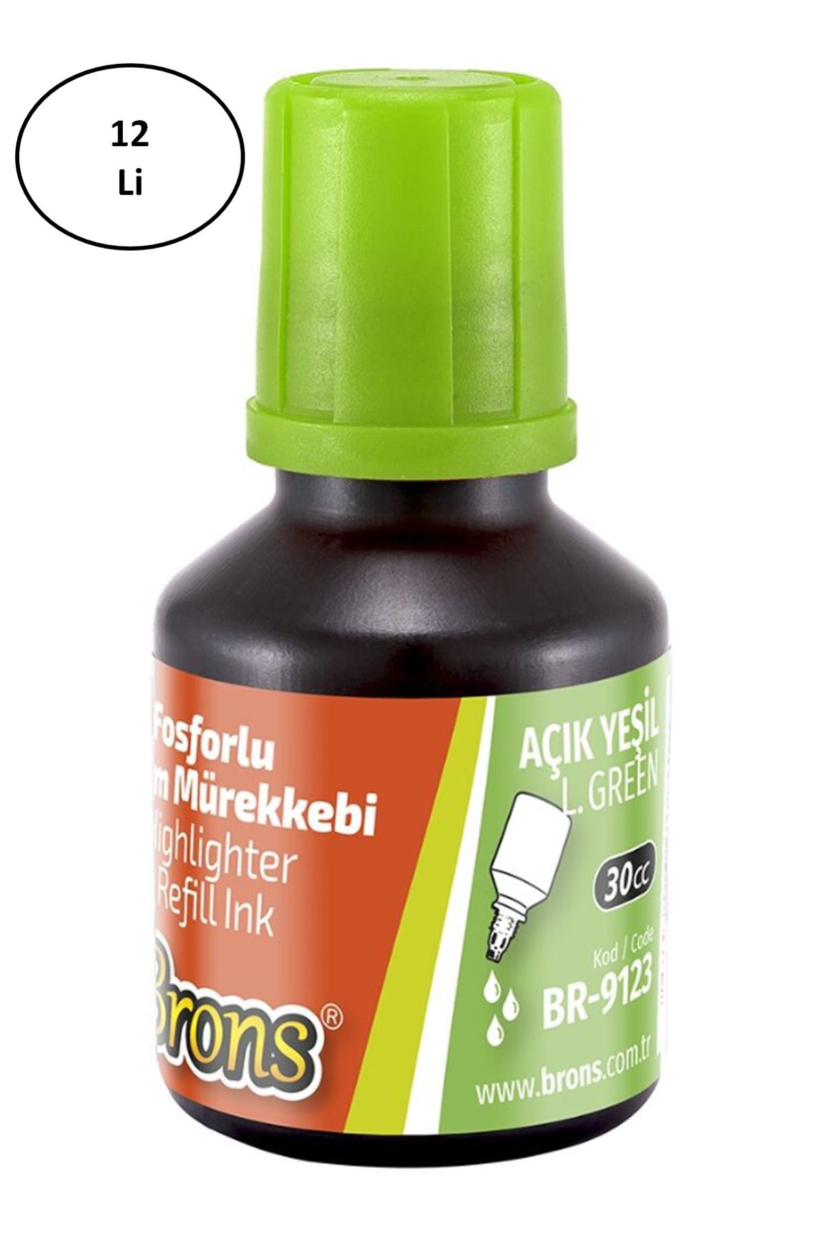 Mu Art Brons Fosforlu Kalem Mürekkebi 30 Cc. Açık Yeşil 12'Li
