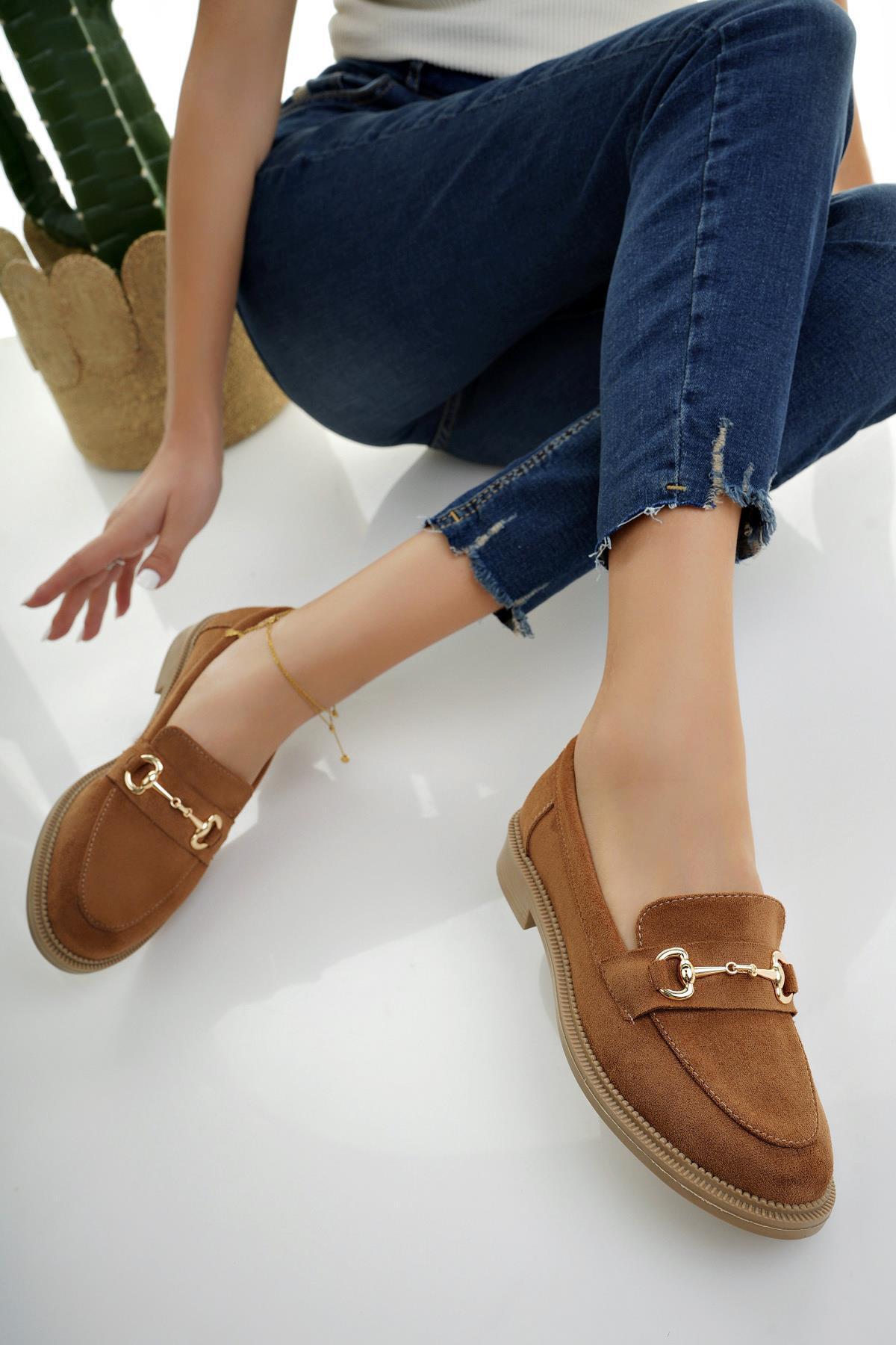 MUGGO Sussie Garantili Metal Tokalı Kadın Loafer Günlük Ayakkabı görsel 7