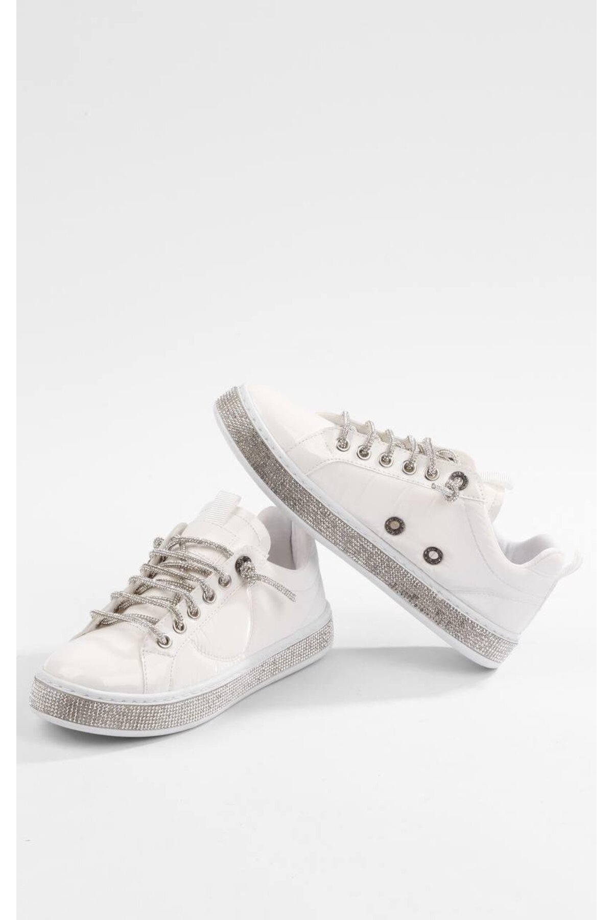 PARİS Kadın Beyaz Taşlı Ortopedik Sneaker görsel 5
