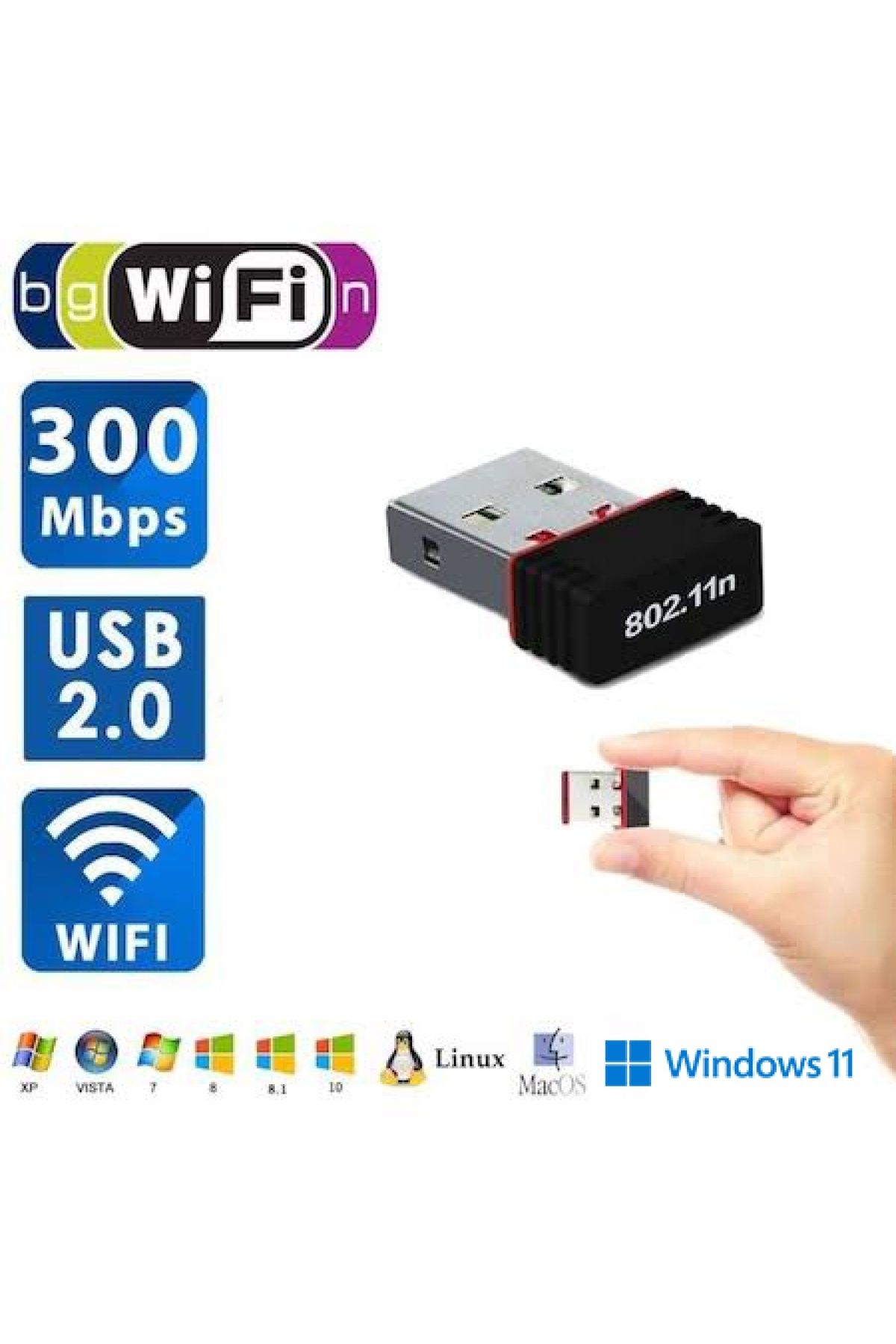 J-TECH Concord W-1 300mbps Mini Usb Wifi Kablosuz Alıcı Adaptör Wlan