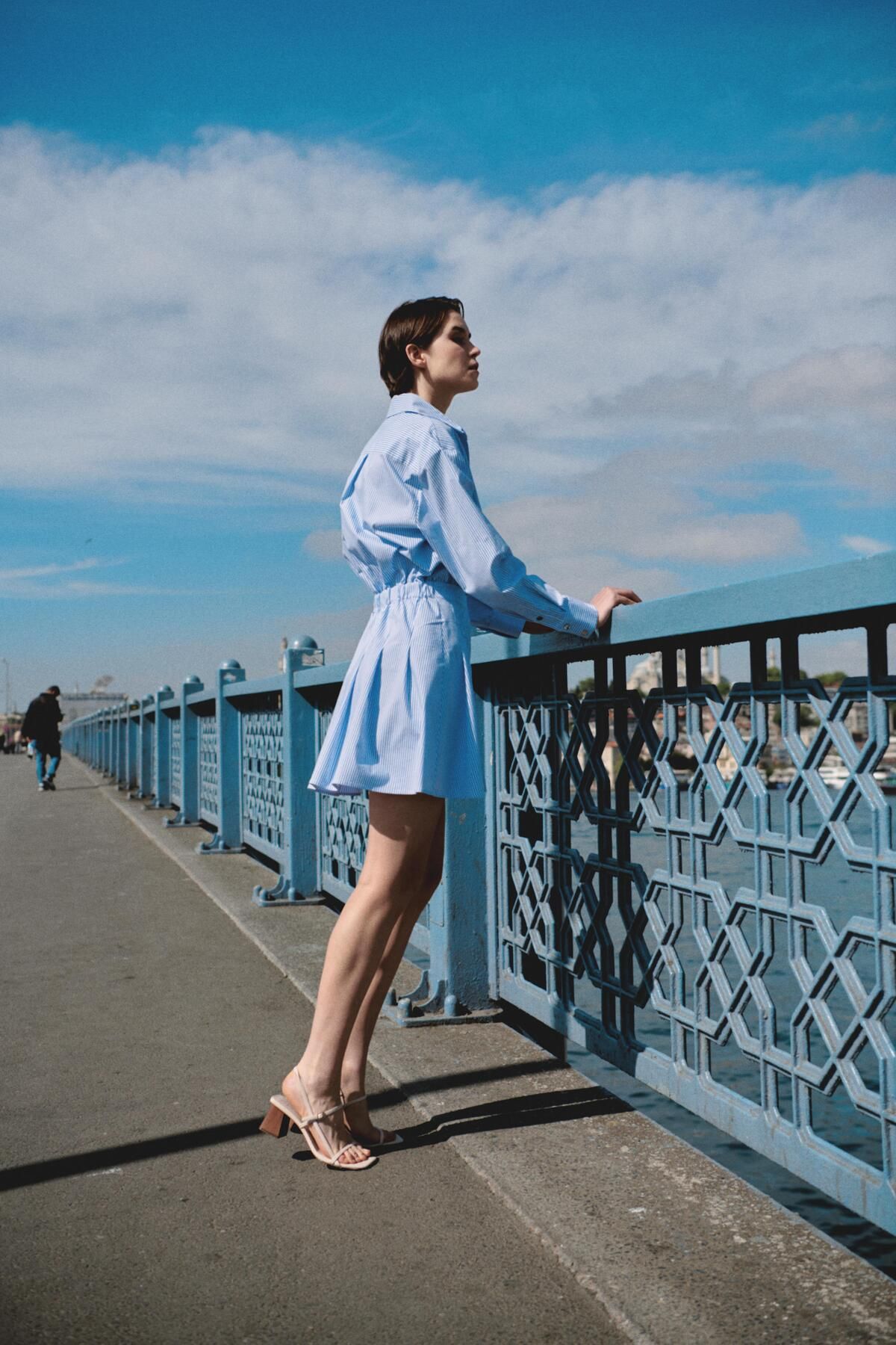 Exquise-Blue Striped Mini Dress 6