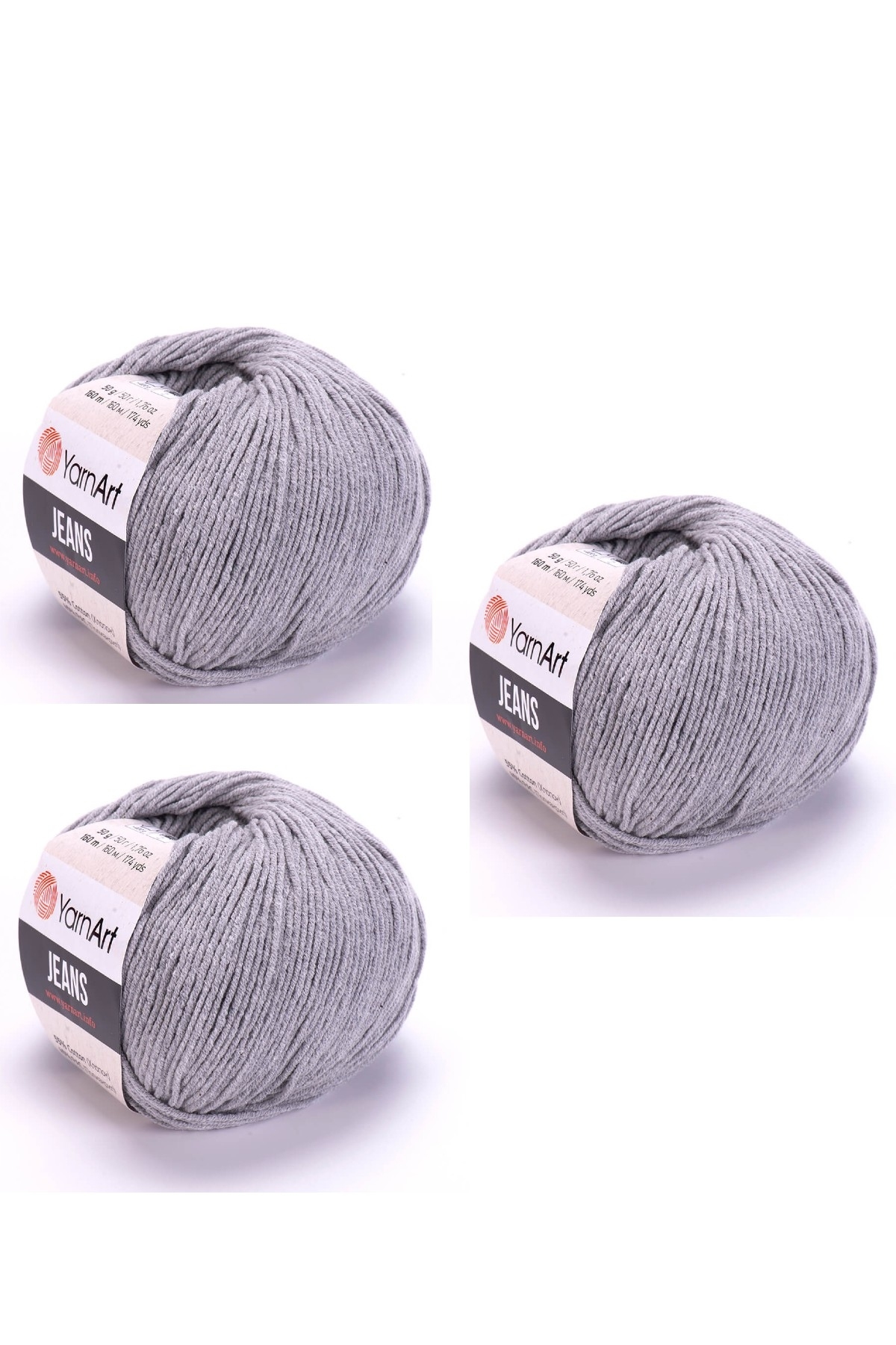 Yarn Art Jeans 46 Grey Amigurumi Knitting Rope Cardigan Knitting Rope Baby Rope Punch Rope 3-Pack