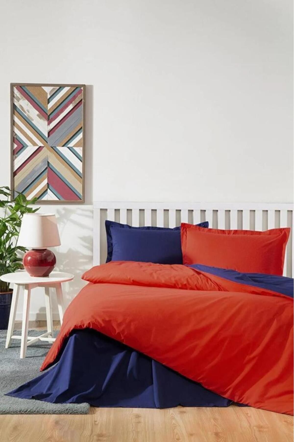 FAYMEM GLOBAL Özdilek Tek Kişilik Ranforce Nevresim Takımı Colormix Kırmızı Lacivert