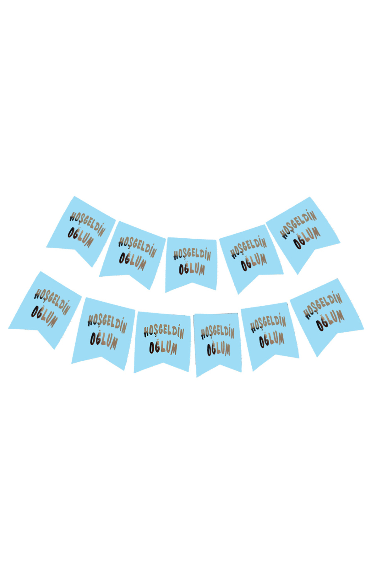 BilfolD Hoşgeldin Oğlum Yazılı Mavi Üzeri Gümüş Yeni Doğan Bebek Doğum Süsü Afiş Bayrak Flama 2.2 Metre