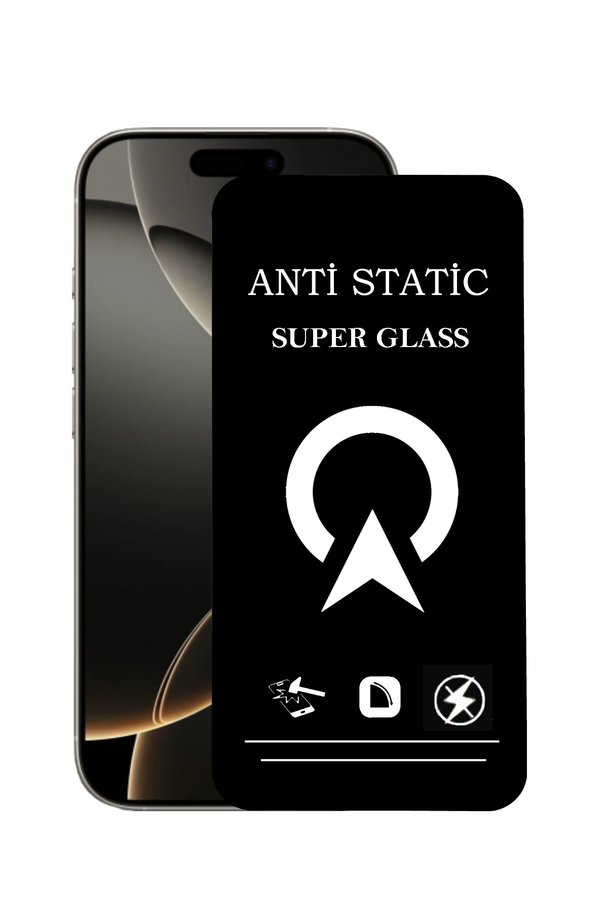 Apple iPhone 16 Pro ile Uyumlu Tam Kaplayan Anti Statik Çizilmez Safir Ekran Koruyucu Cam