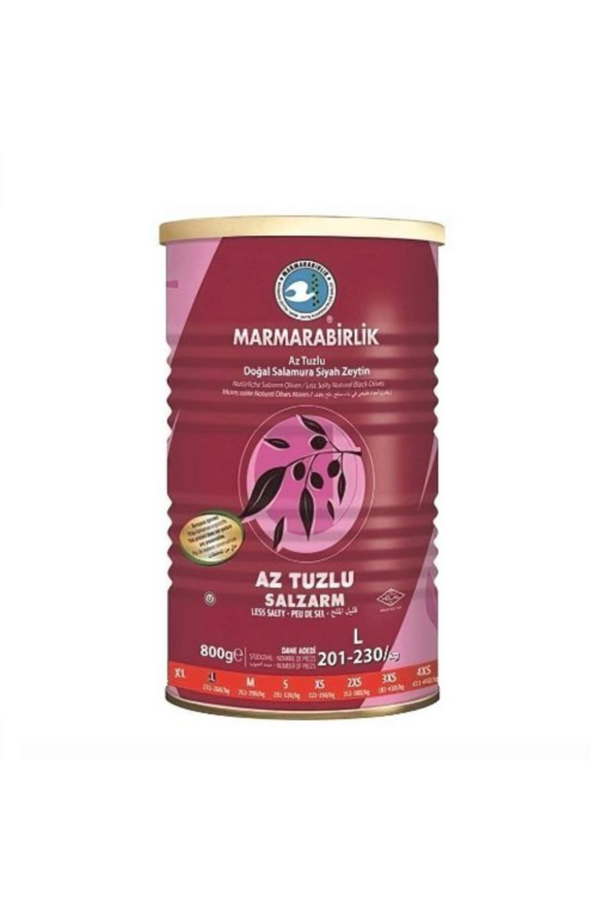 MarmaraBirlik Siyah Zeytin Hiper Az Tuzlu 800 Gr. Tnk.