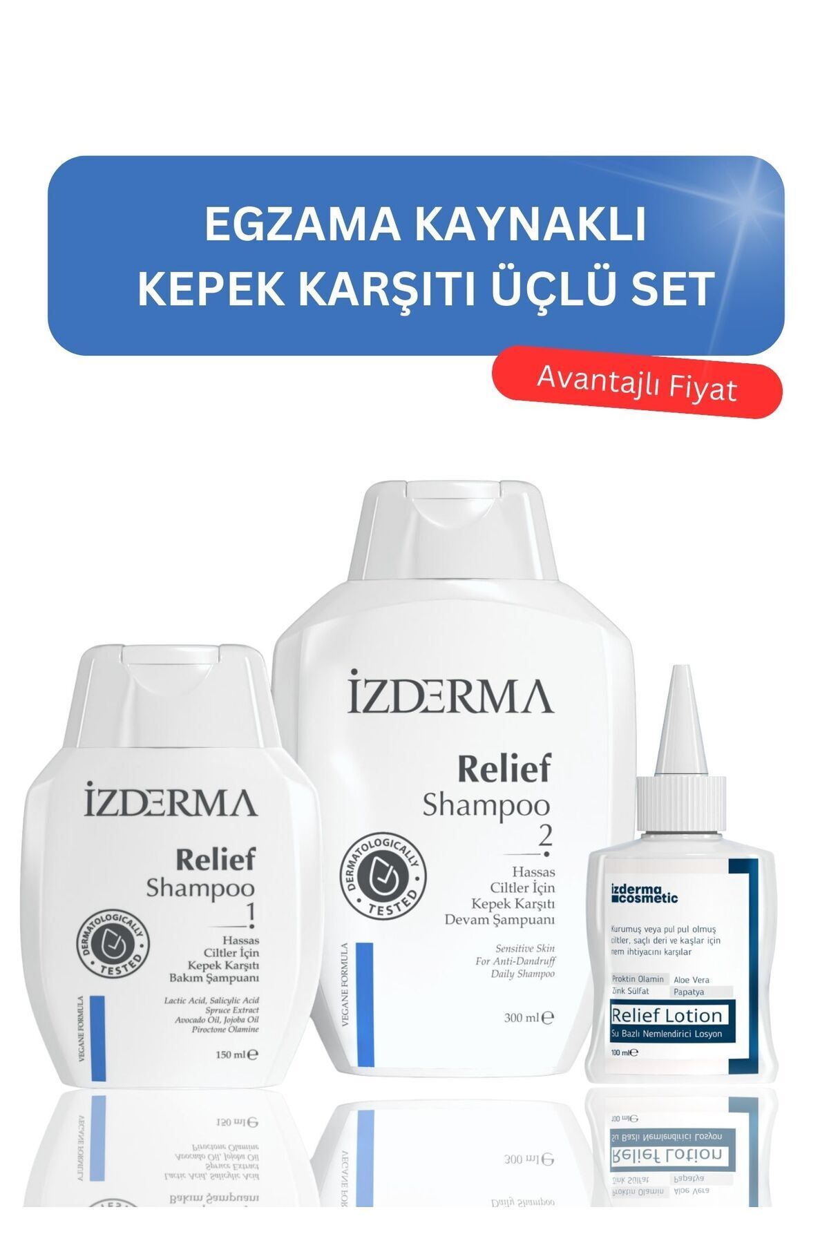 izderma Relief Kepek, Kızarıklık, Kaşıntı Ve Pullanma Karşıtı 3'lü Set-3