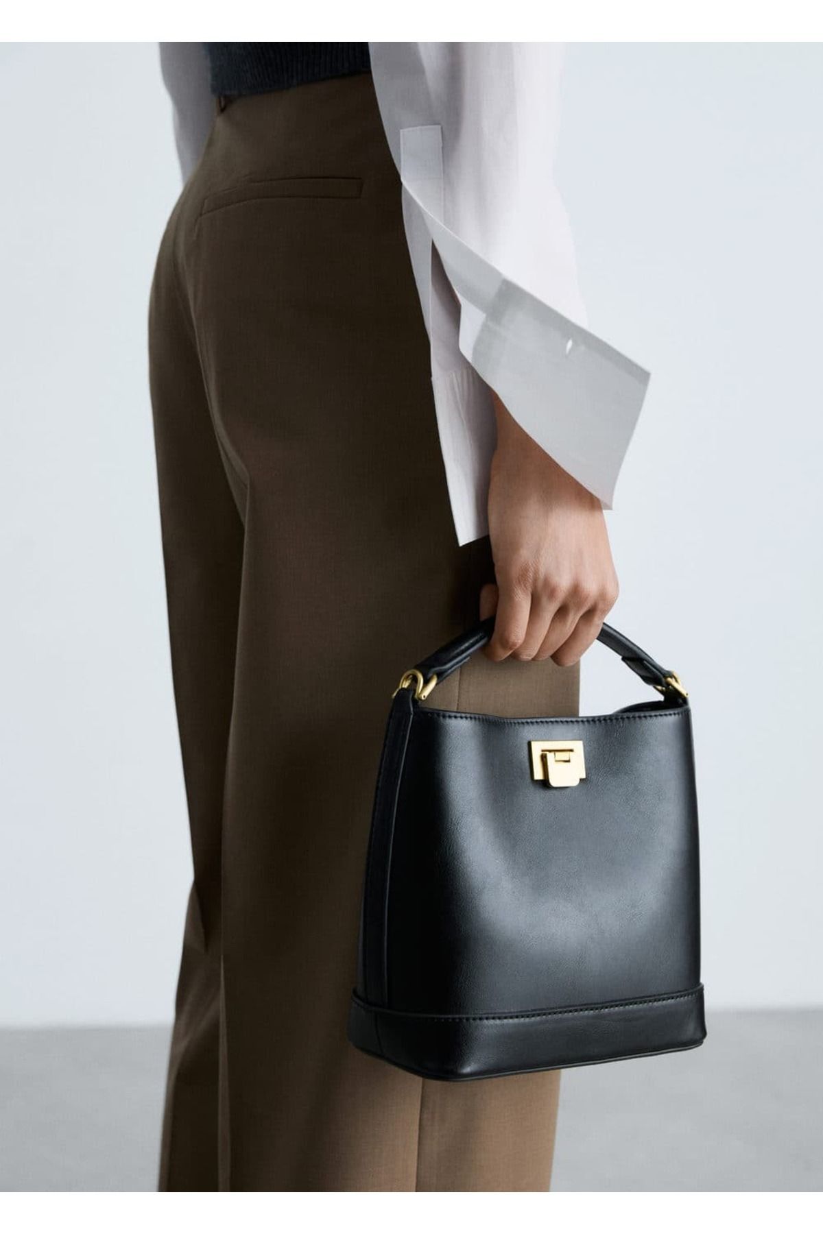 MANGO Woman-Mini Shopper Bag with Metallic Detail 2