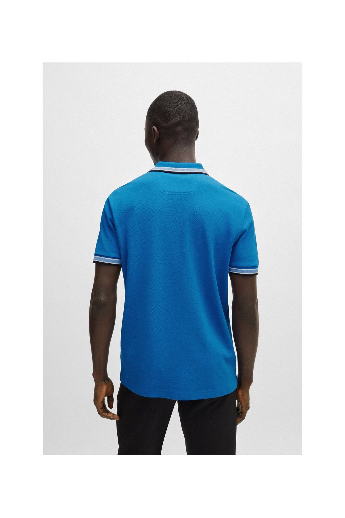 تی شرت یقه پولو آبی مردانه لوگوی رنگ کنتراست پنبه چوگان yaka t shirt BOSS