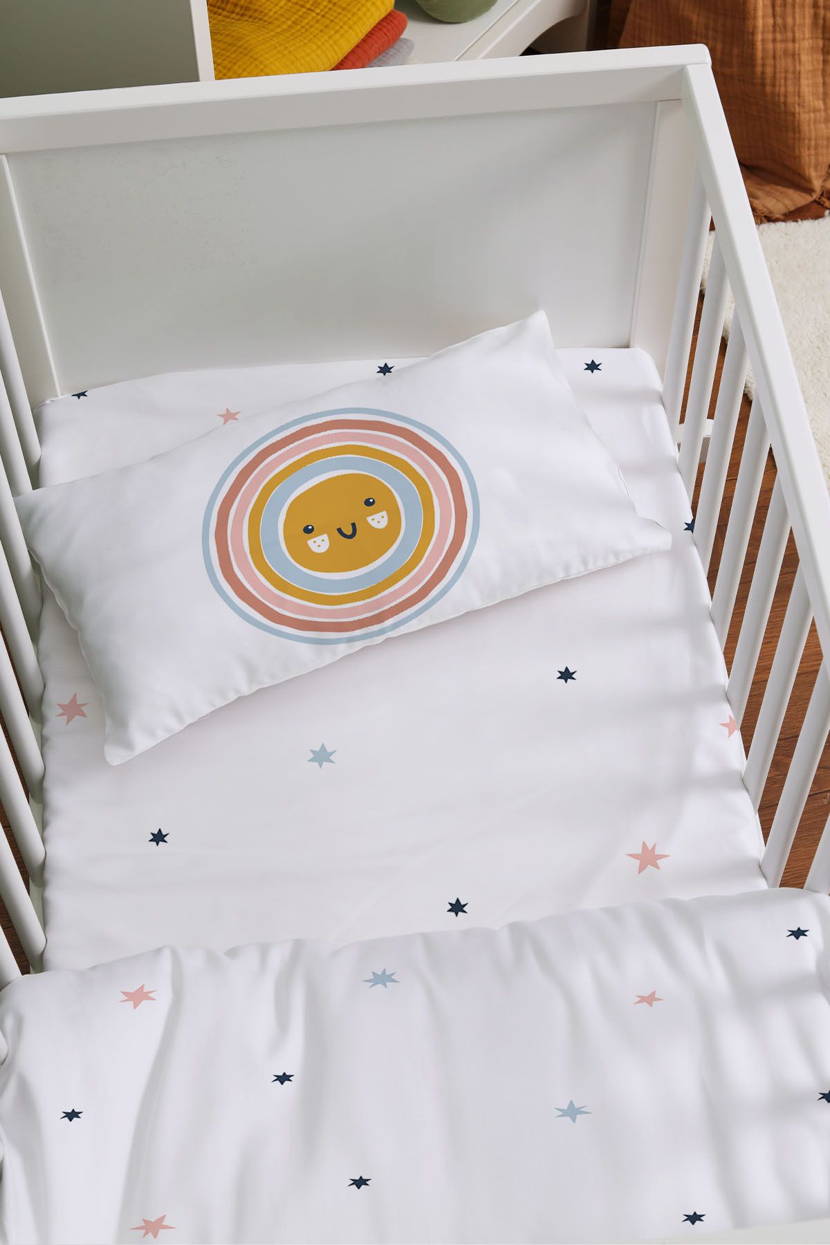 Tuğba Kuğu-Mother's Side Crib Duvet Cover Set (60X100) - Pure Baby Series - Rainbow Flowing from the Cloud 2