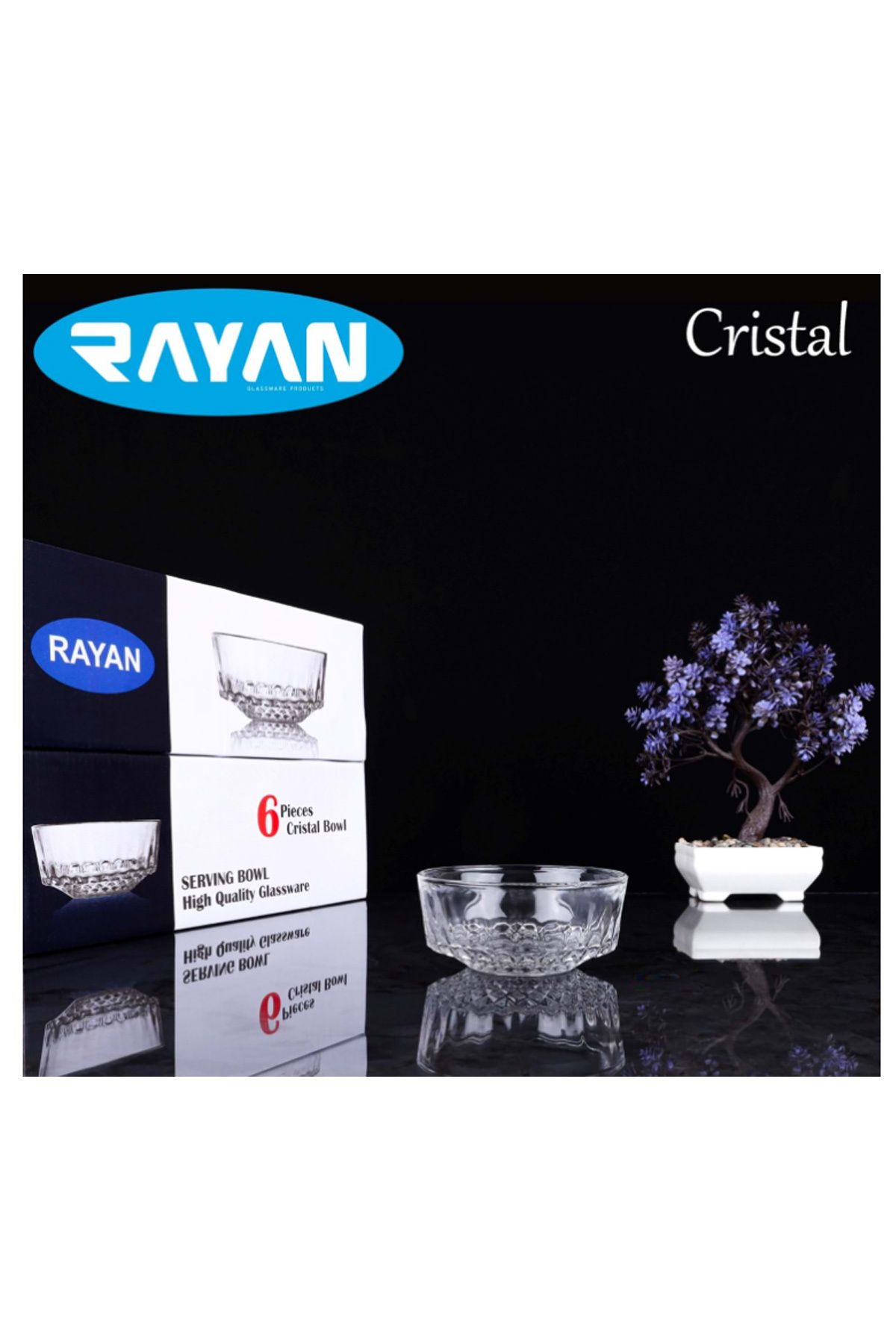 biltekno Rayan Cristal 6'lı Cam Kase